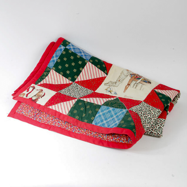 Vintage "Square on Point" Norman Rockwell Christmas Quilt