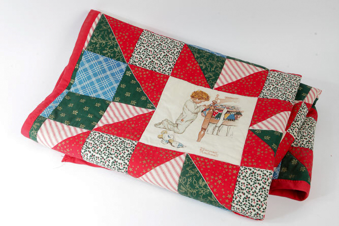Vintage "Square on Point" Norman Rockwell Christmas Quilt