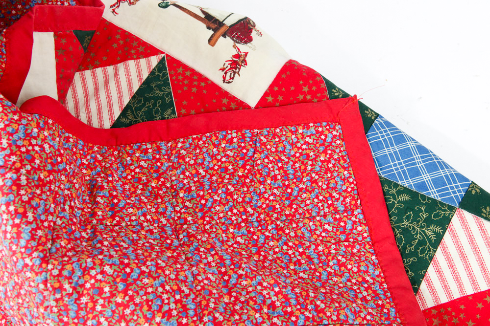 Vintage "Square on Point" Norman Rockwell Christmas Quilt