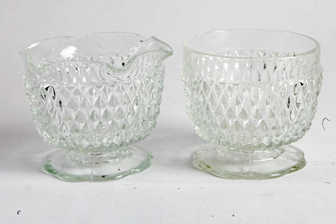 Indiana Glass "Diamond Point Clear" Serveware, Circa 1960-1990