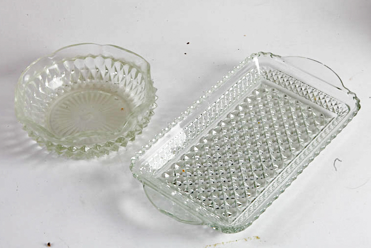 Indiana Glass "Diamond Point Clear" Serveware, Circa 1960-1990