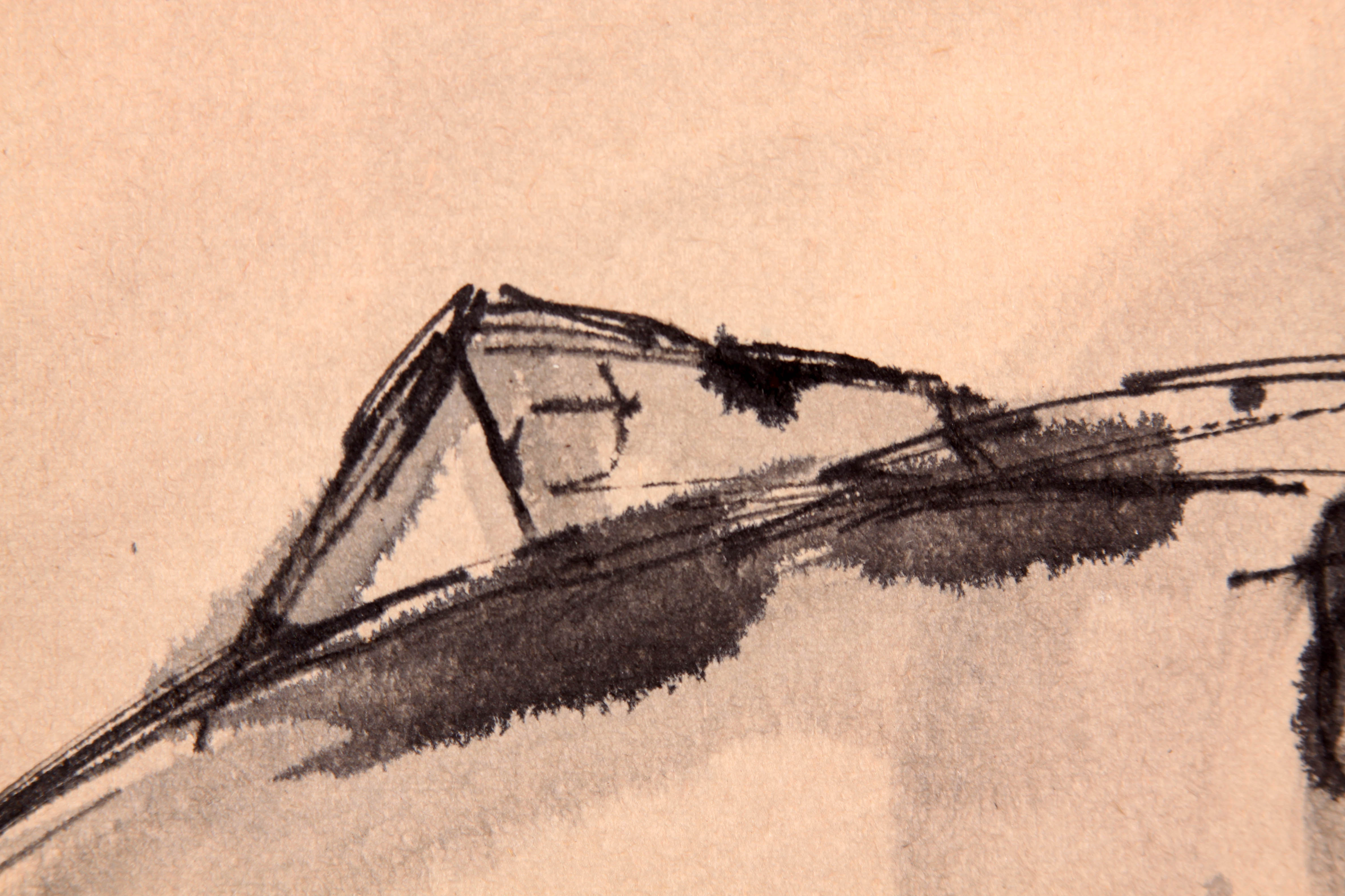 Original Watercolor Expressionist Landscape by Jean Margolin