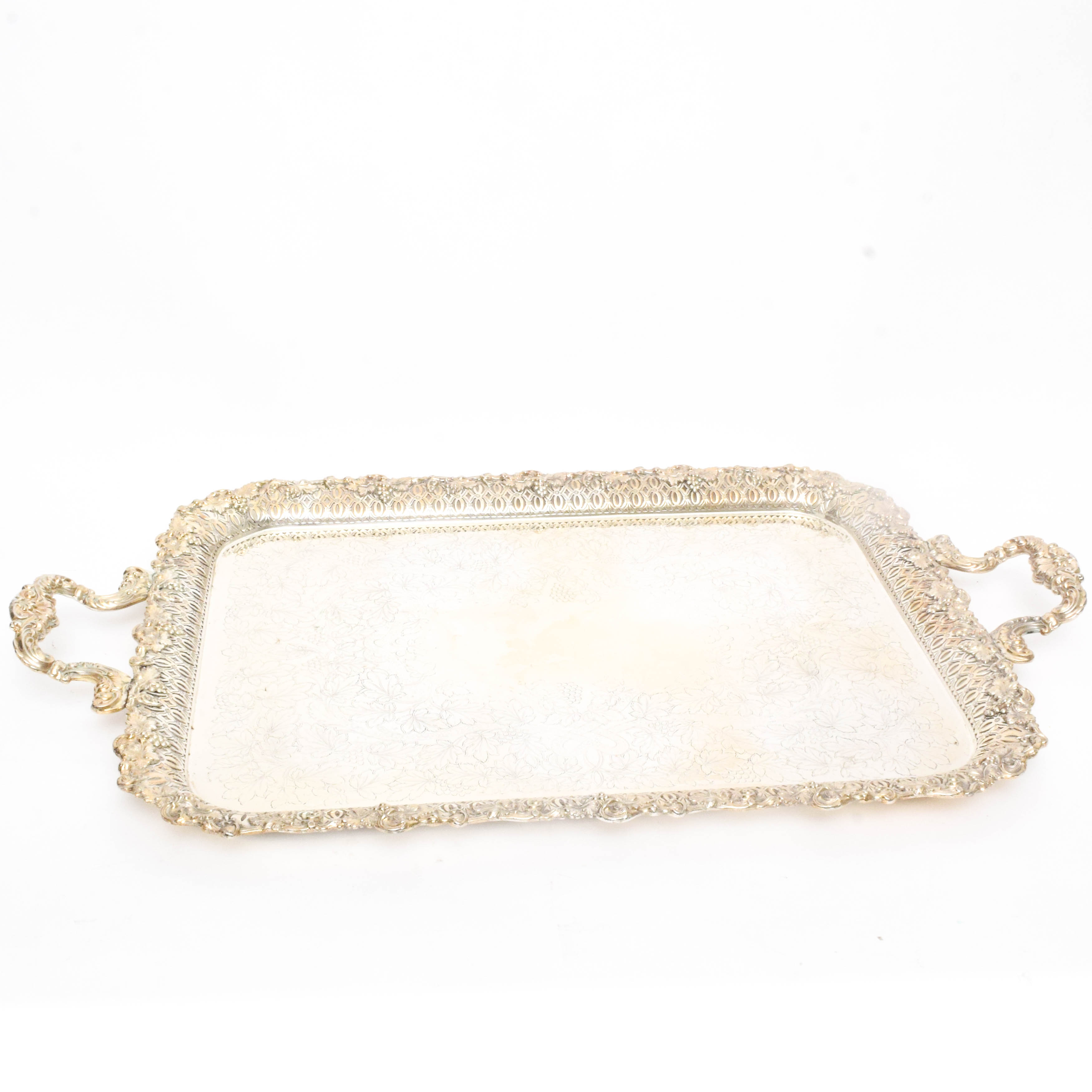 Ellis-Barker Silver Co. Grapevine Silver-Plated Serving Tray