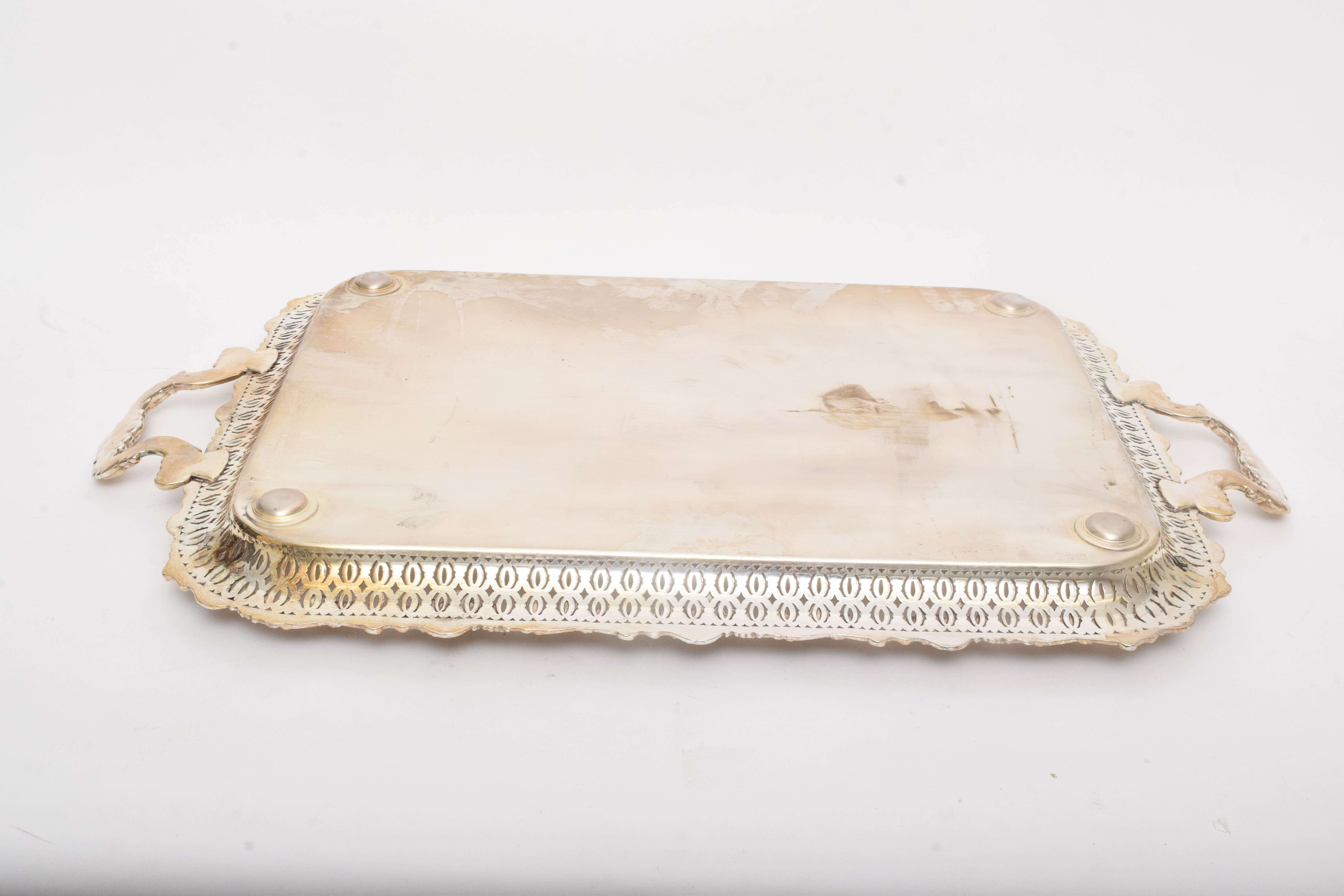 Ellis-Barker Silver Co. Grapevine Silver-Plated Serving Tray