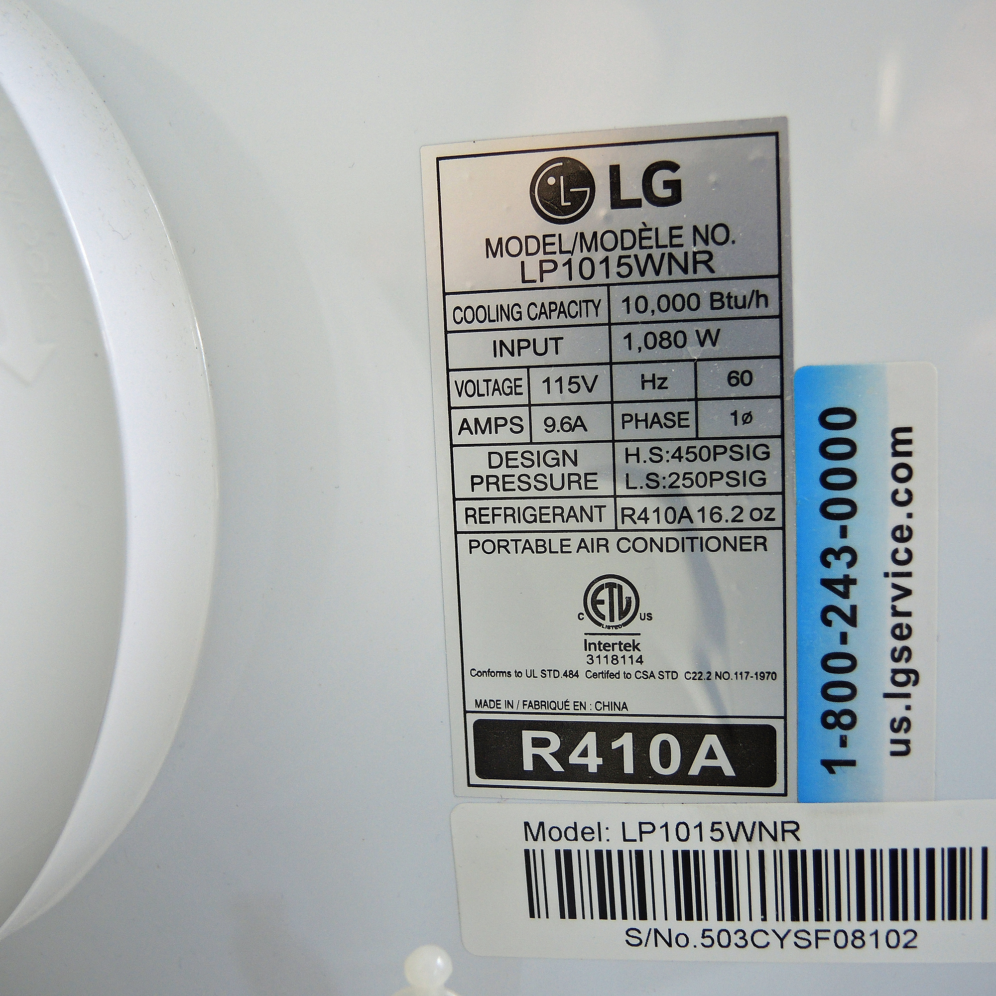 LG 10,000 BTU Portable Air Conditioner