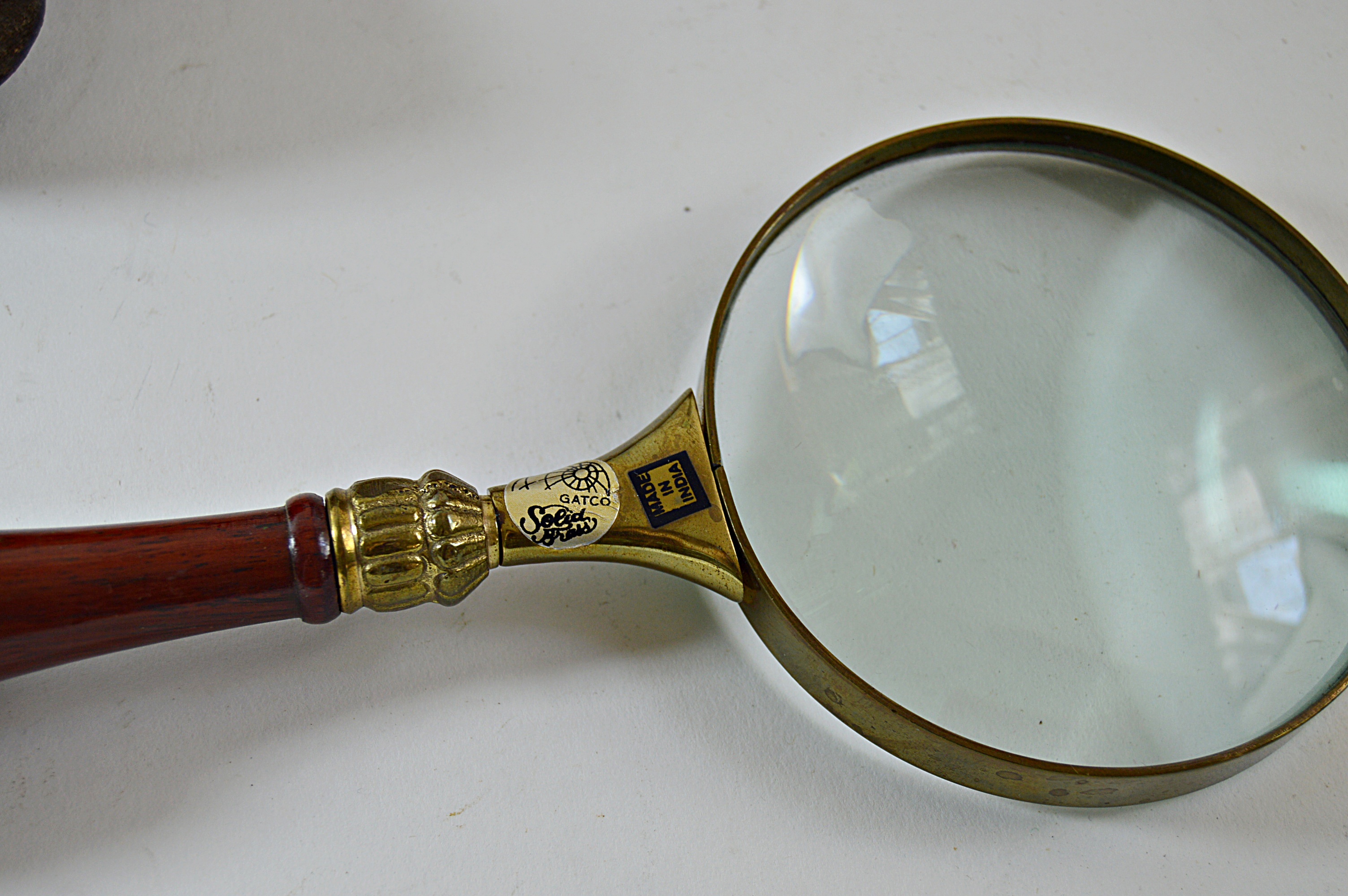 Vintage Globe File Boxes, Brass School Bell, Gavel, Brass/Wood Magnifying Glass