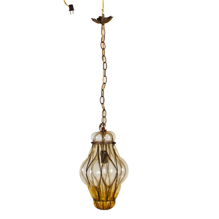 Vintage Glass Swag Pendant Lamp