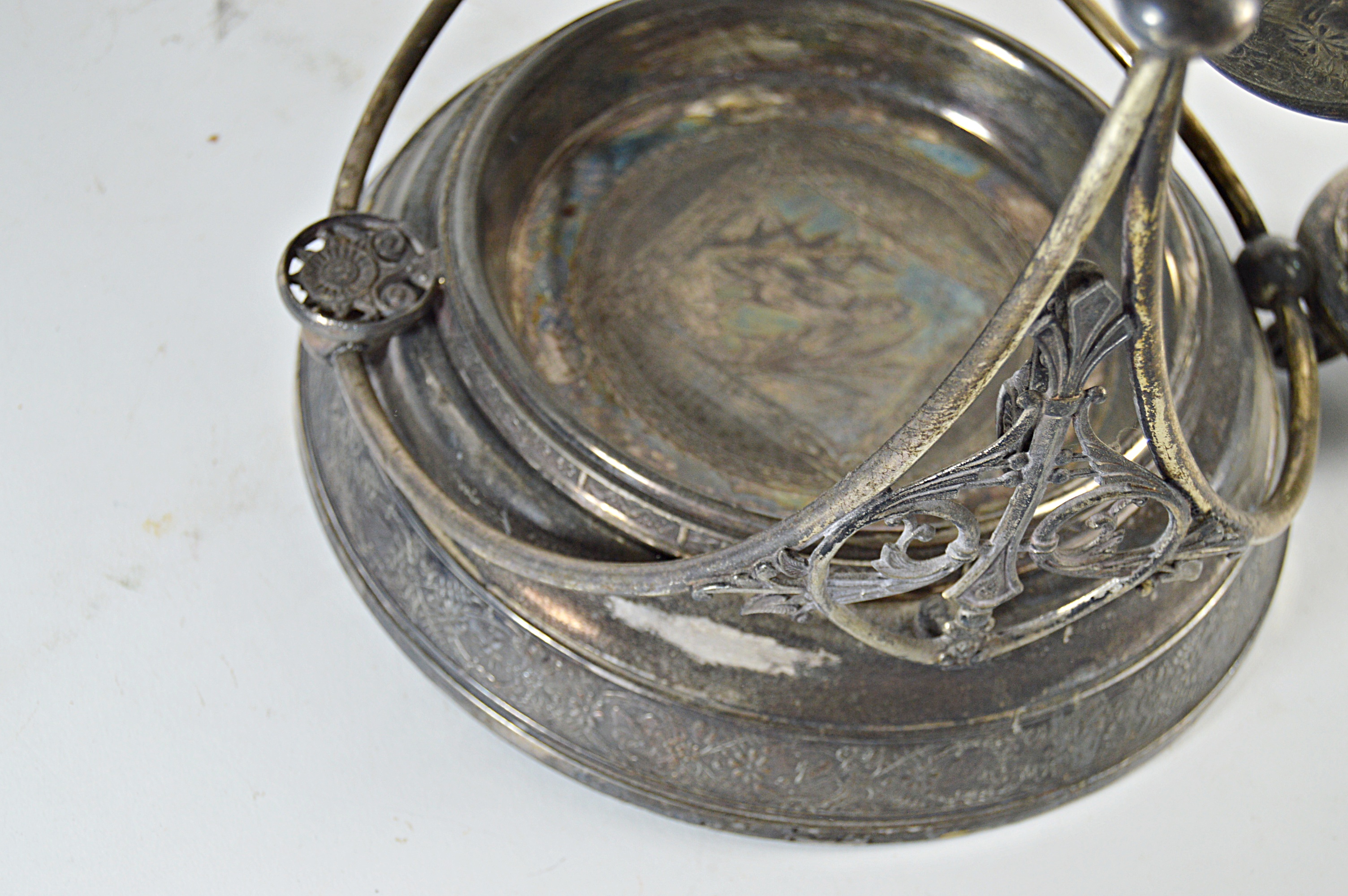 Victorian Tilting Silver Plate Water Pitcher with Cup