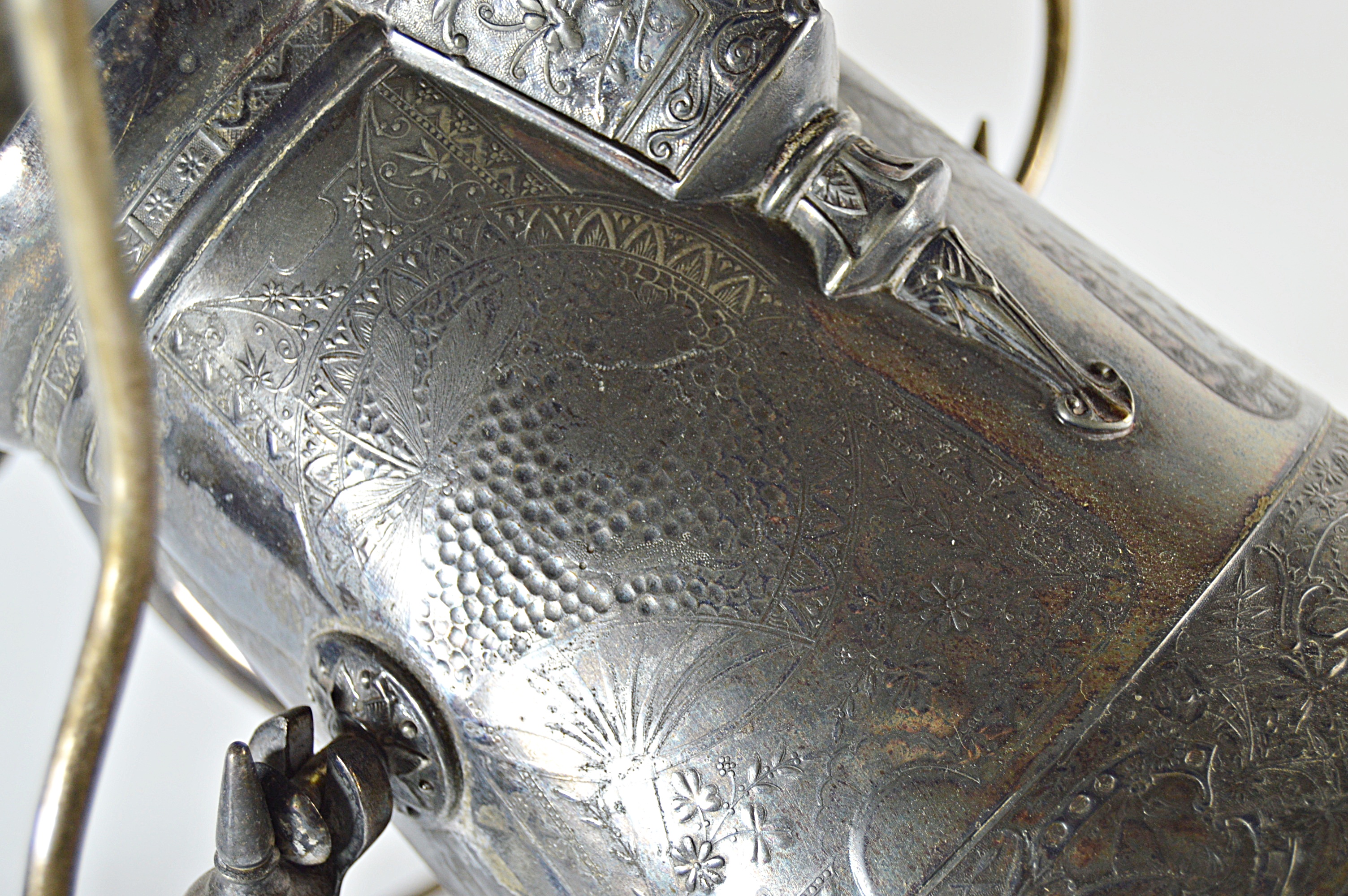 Victorian Tilting Silver Plate Water Pitcher with Cup