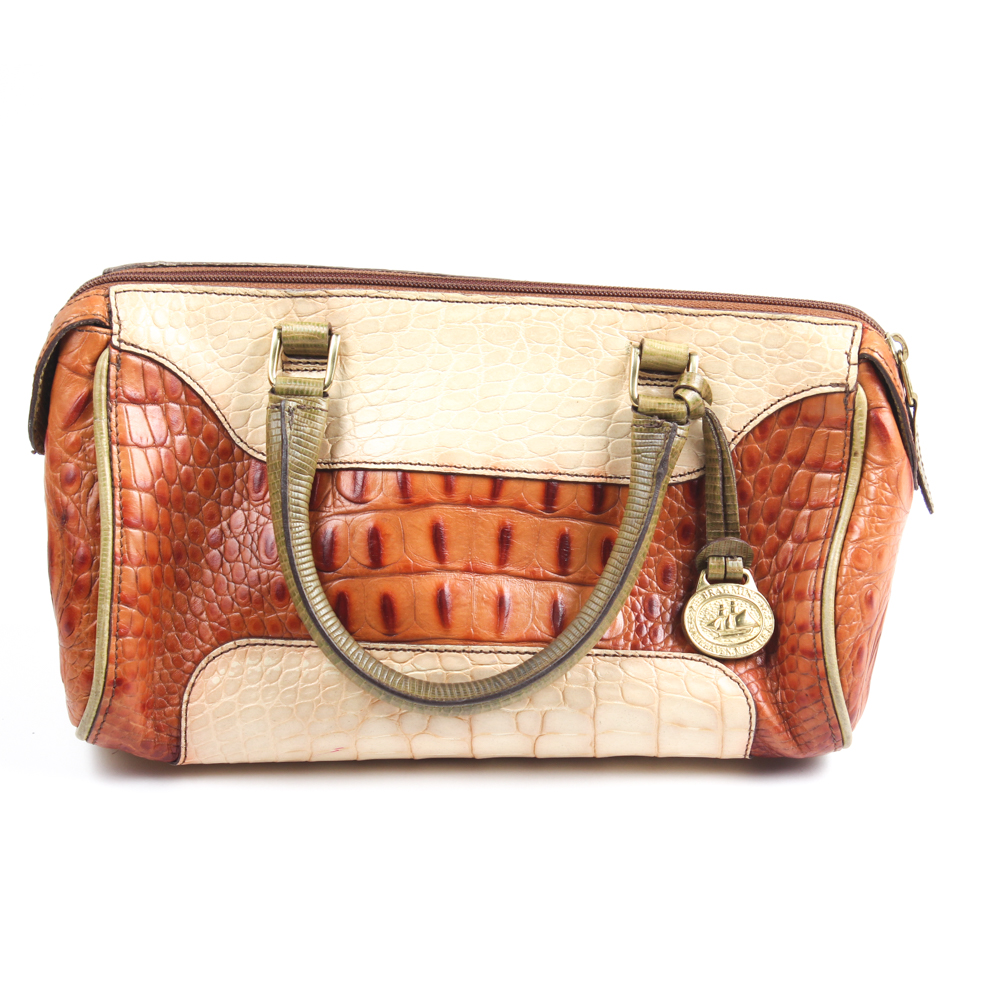 Vintage Brahmin Crocodile Embossed Leather Handbag