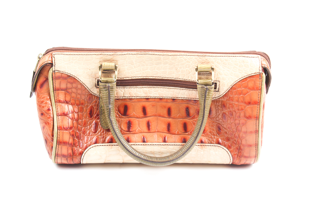 Vintage Brahmin Crocodile Embossed Leather Handbag