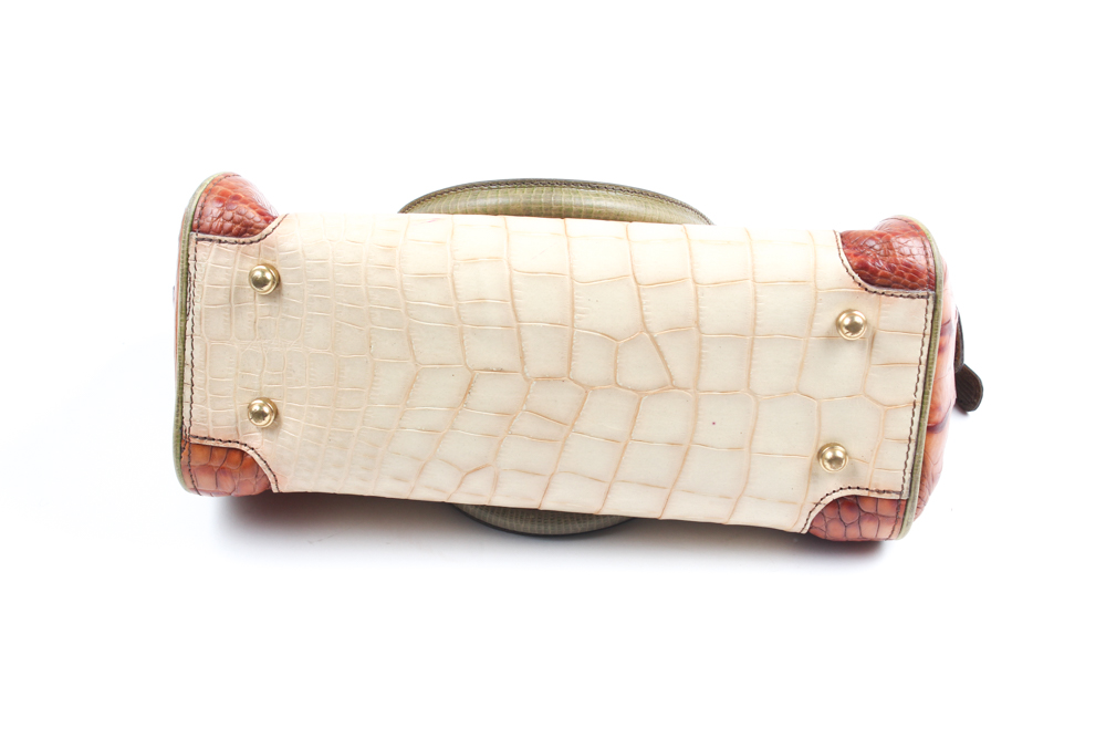 Vintage Brahmin Crocodile Embossed Leather Handbag