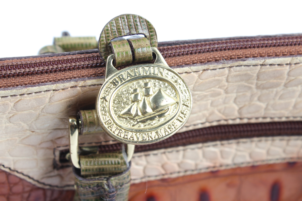 Vintage Brahmin Crocodile Embossed Leather Handbag