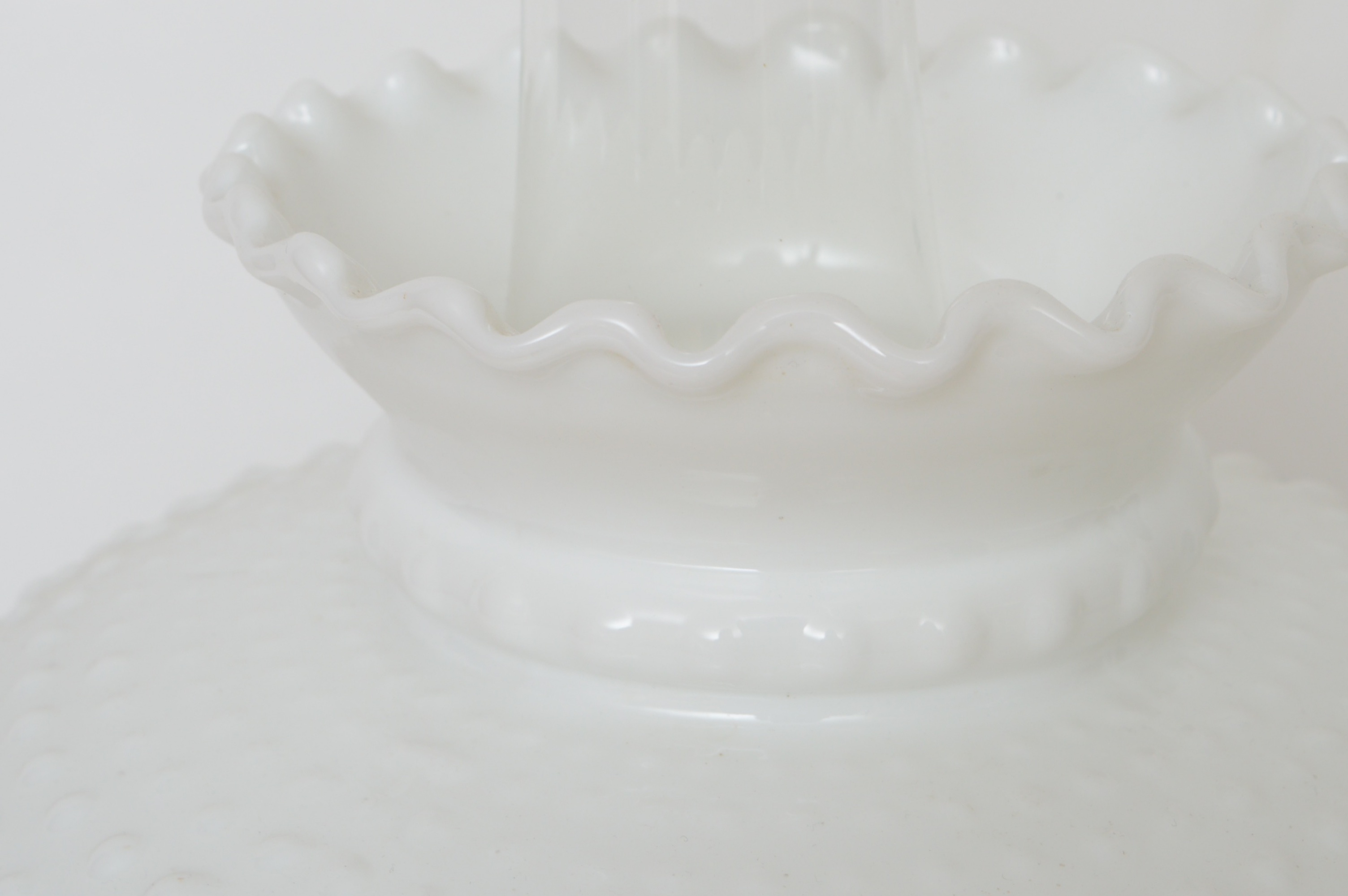 Antique Rayo Oil Lamp Hob Knob Milk Glass Shade