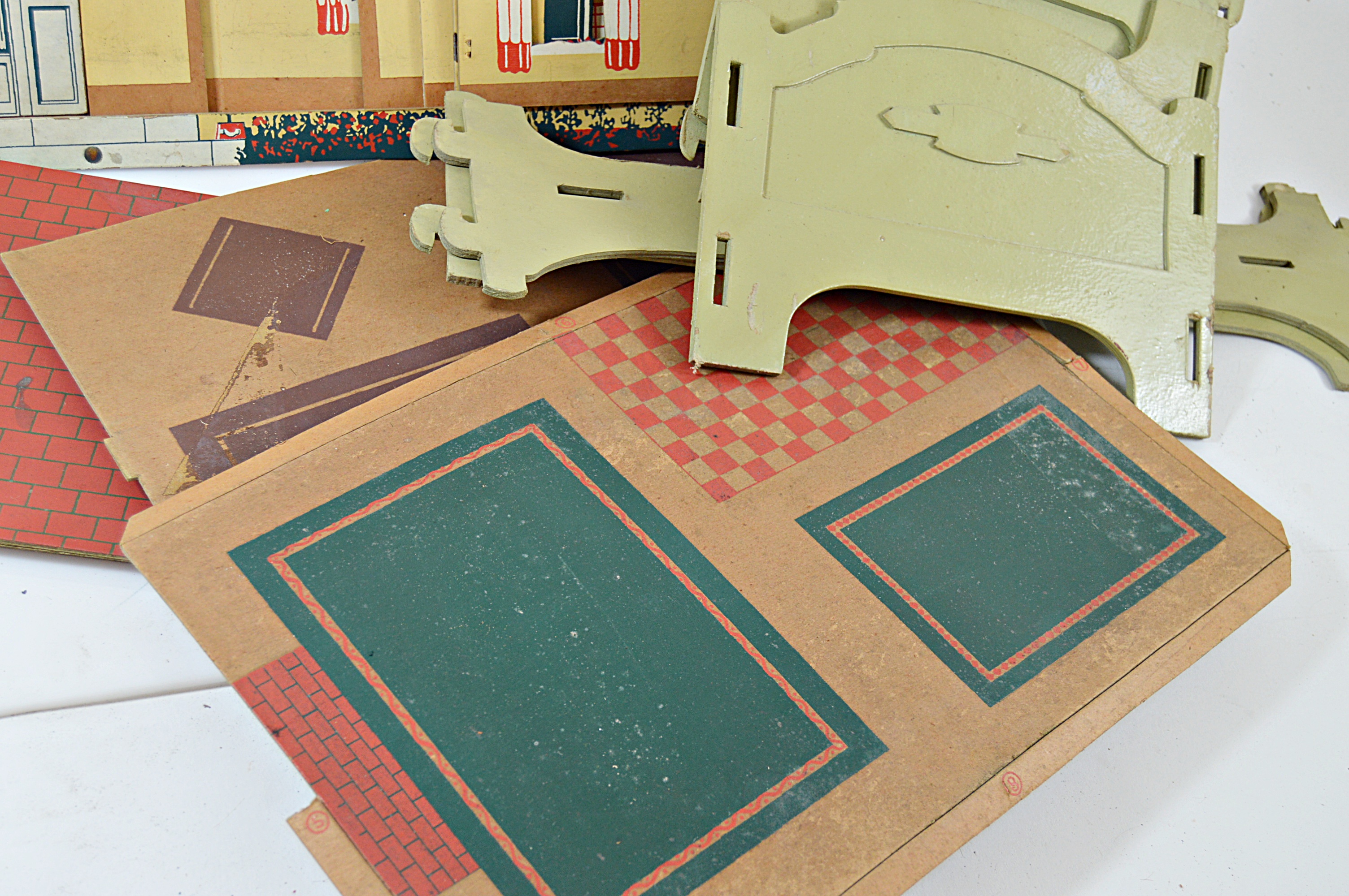 Vintage 1927 Tootsie Toys Dollhouse, Dolls, Doll Bed