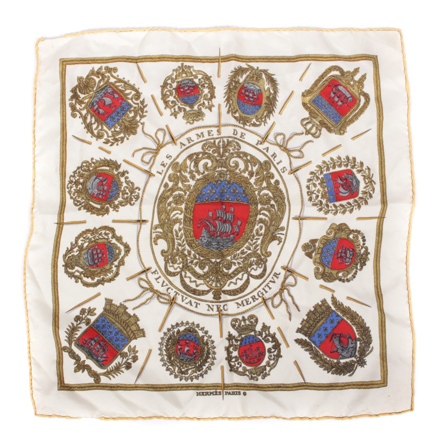 Hermès of Paris "Les Armes de Paris" Silk Scarf