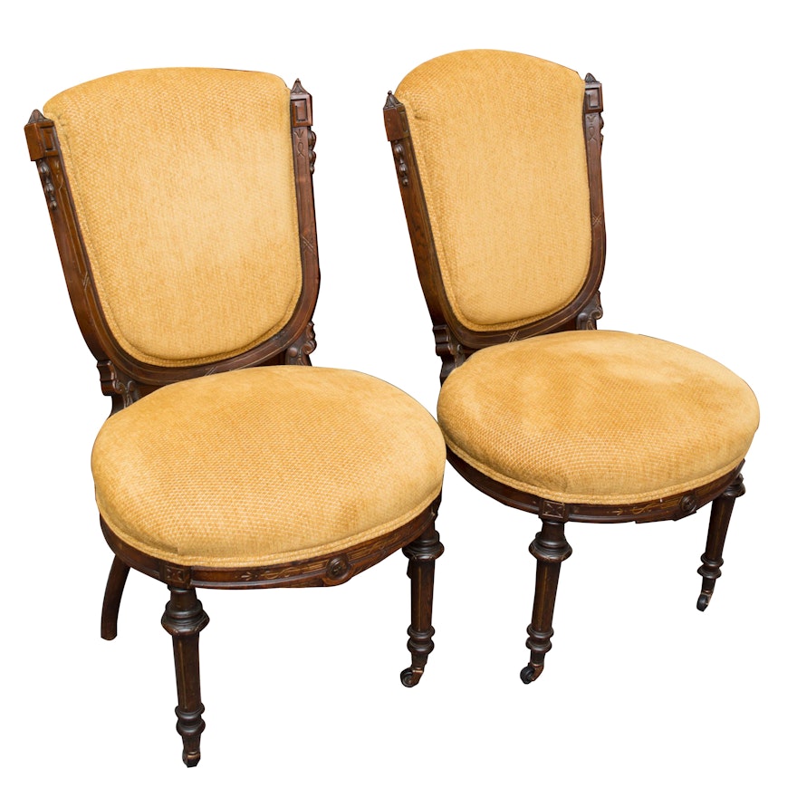 Pair of American Walnut Renaissance Revival Side Chairs