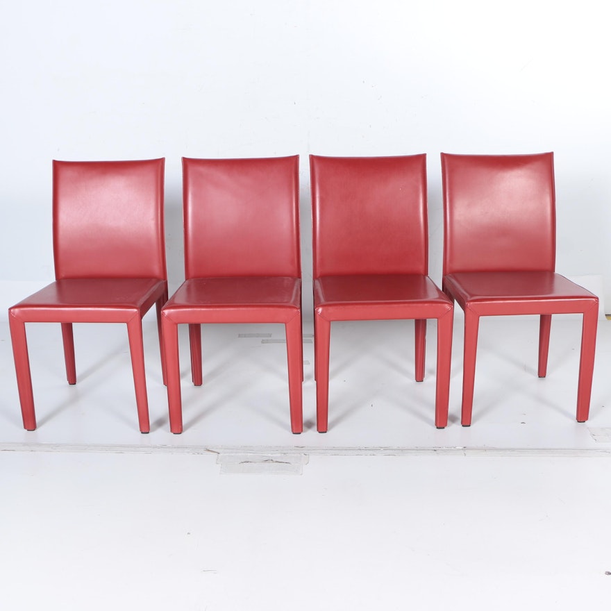 Red Leather "Mondo" Chairs by Maria Yee