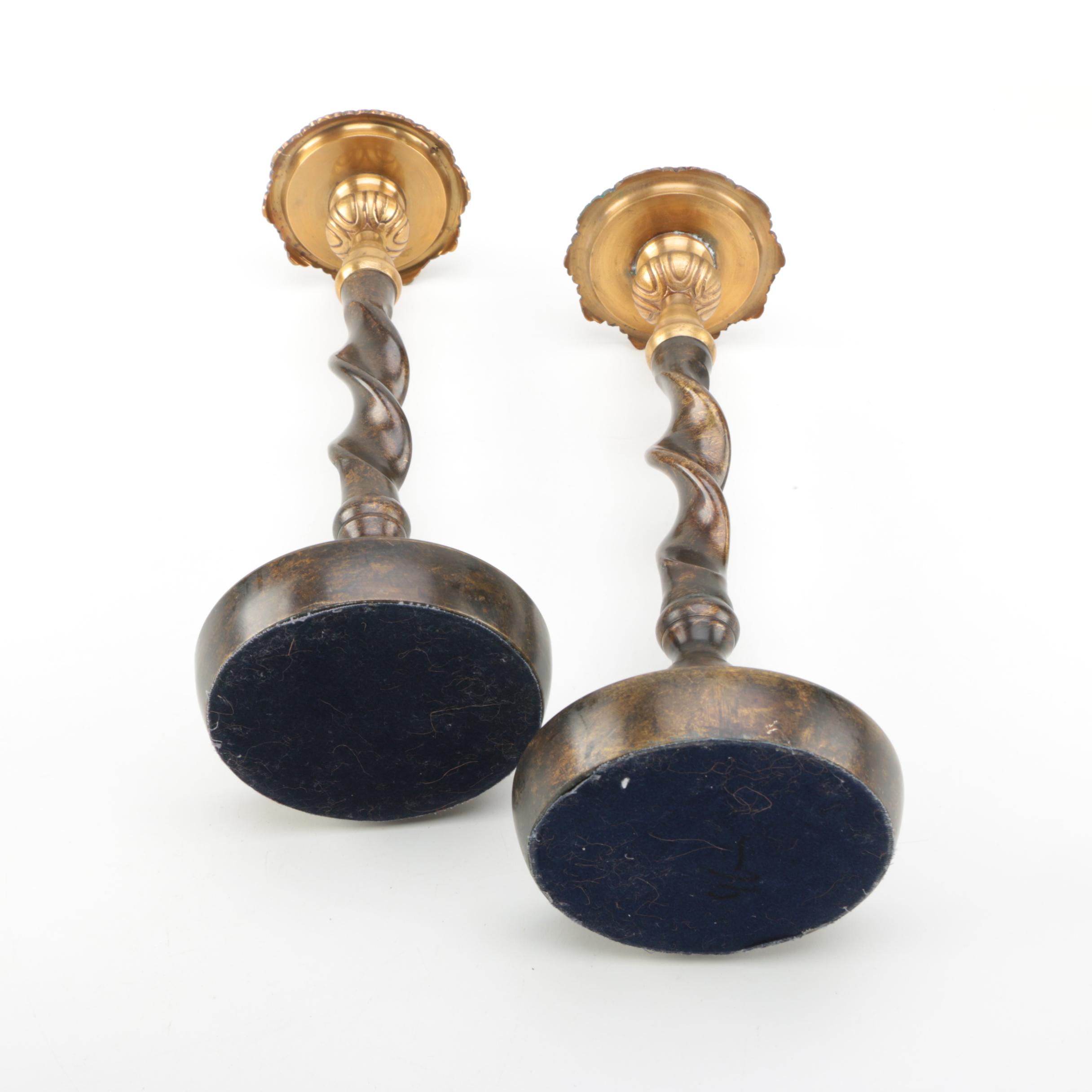 Maitland-Smith Bronze Barley Twist Candlestick Holders