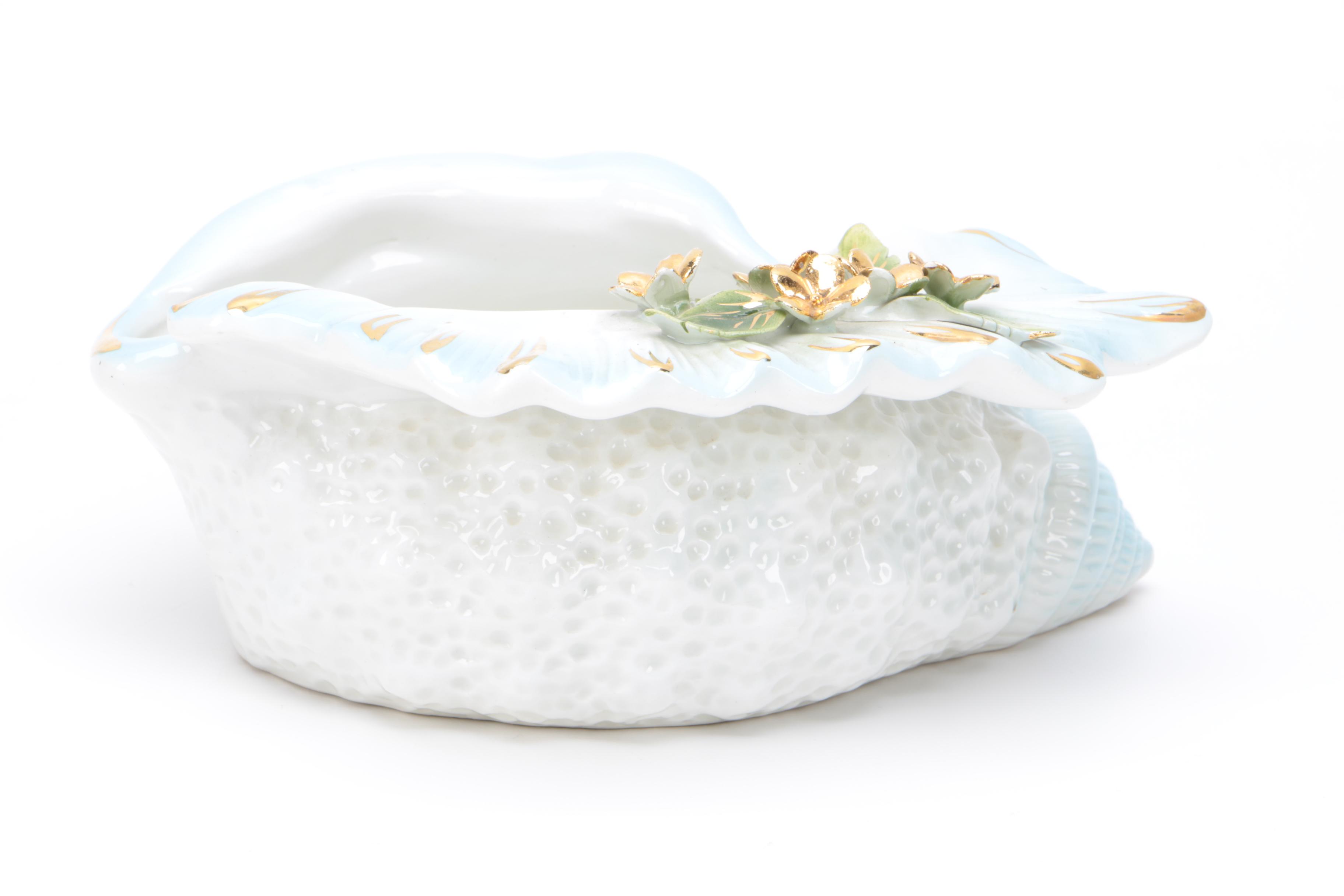 Vintage Ceramic Capodimonte Shell