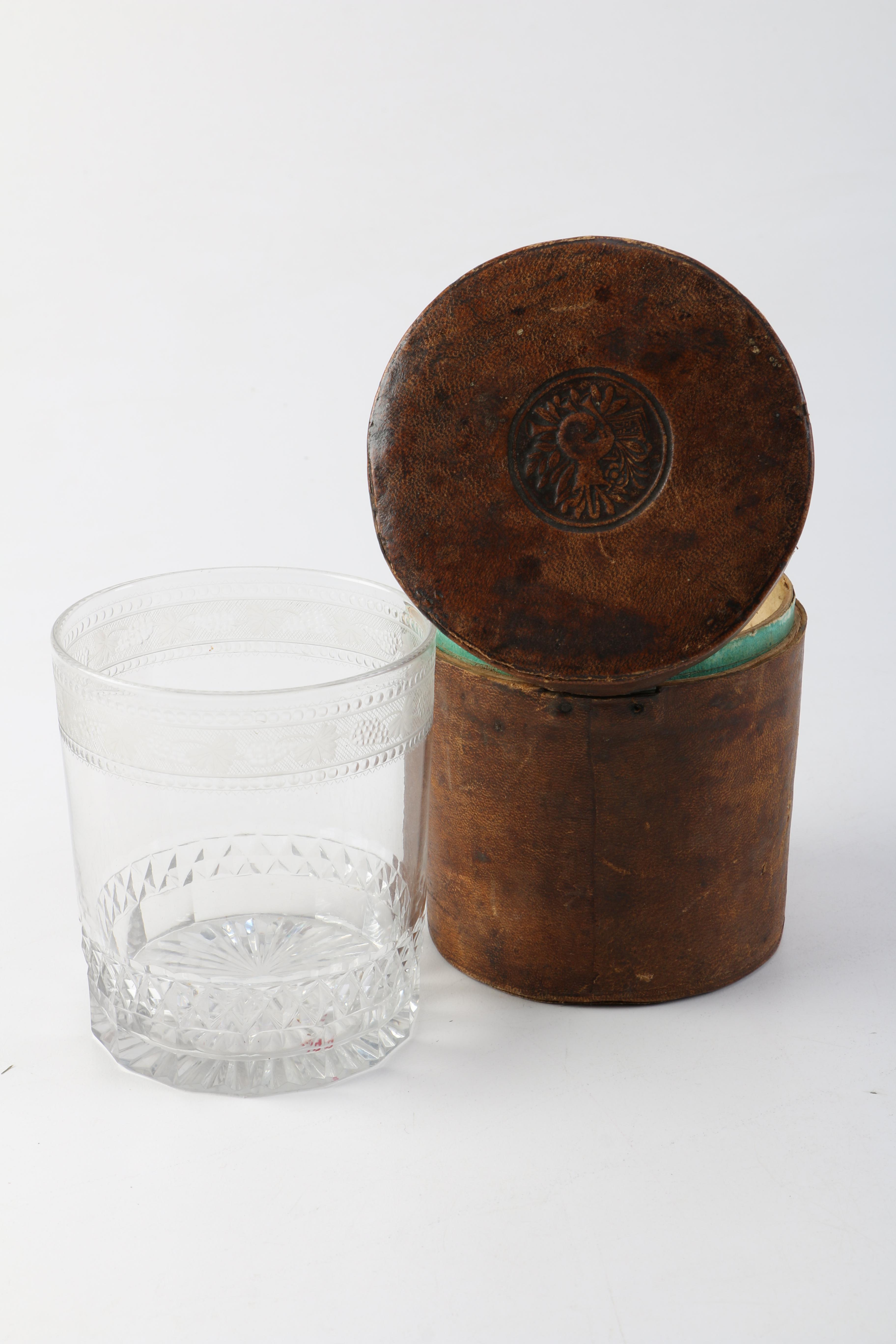 Barbour Pin, Backgammon Game Board and Crystal Drinking Glass