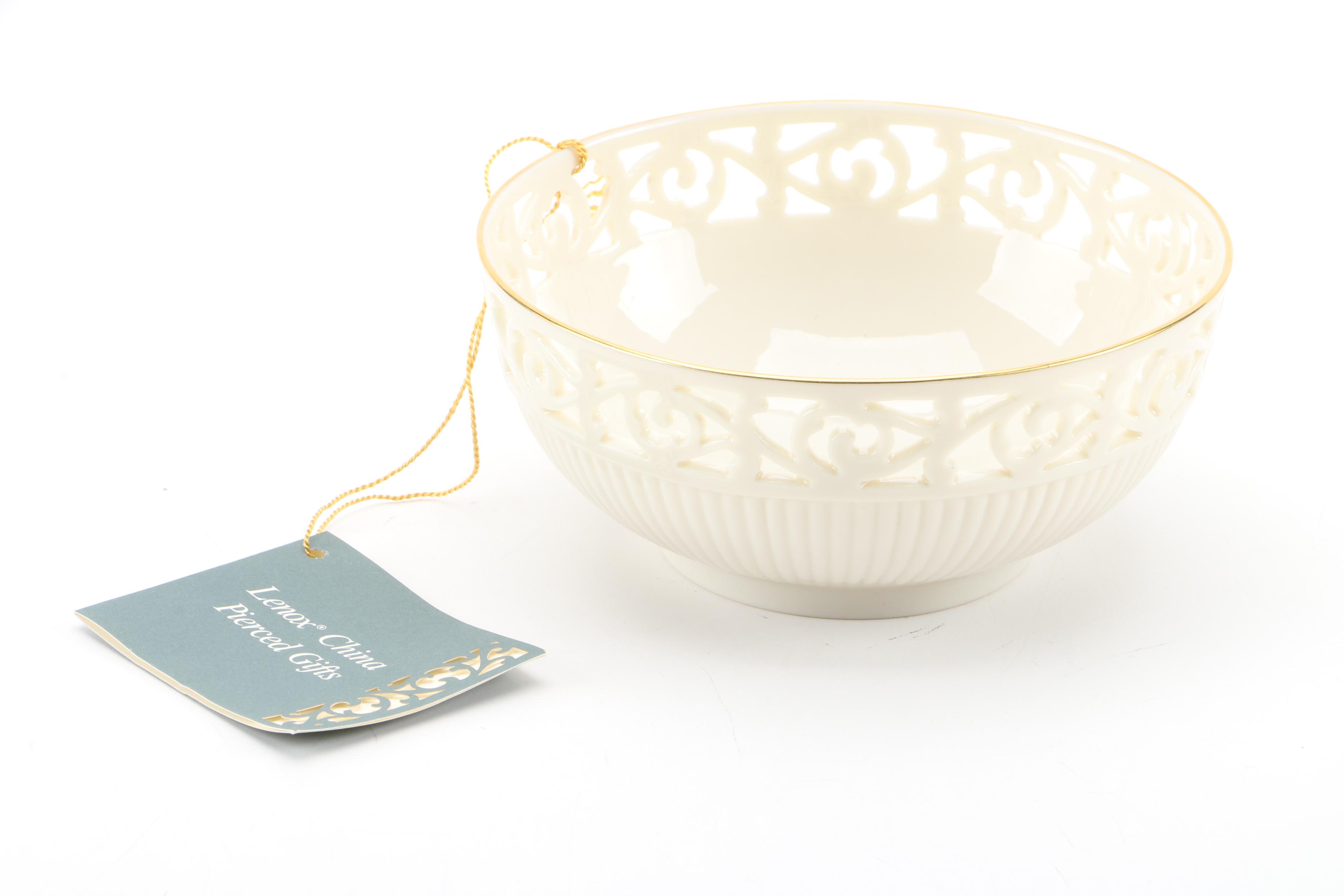 Lenox "Tracery" Bowl with Plates and Hall Teapot