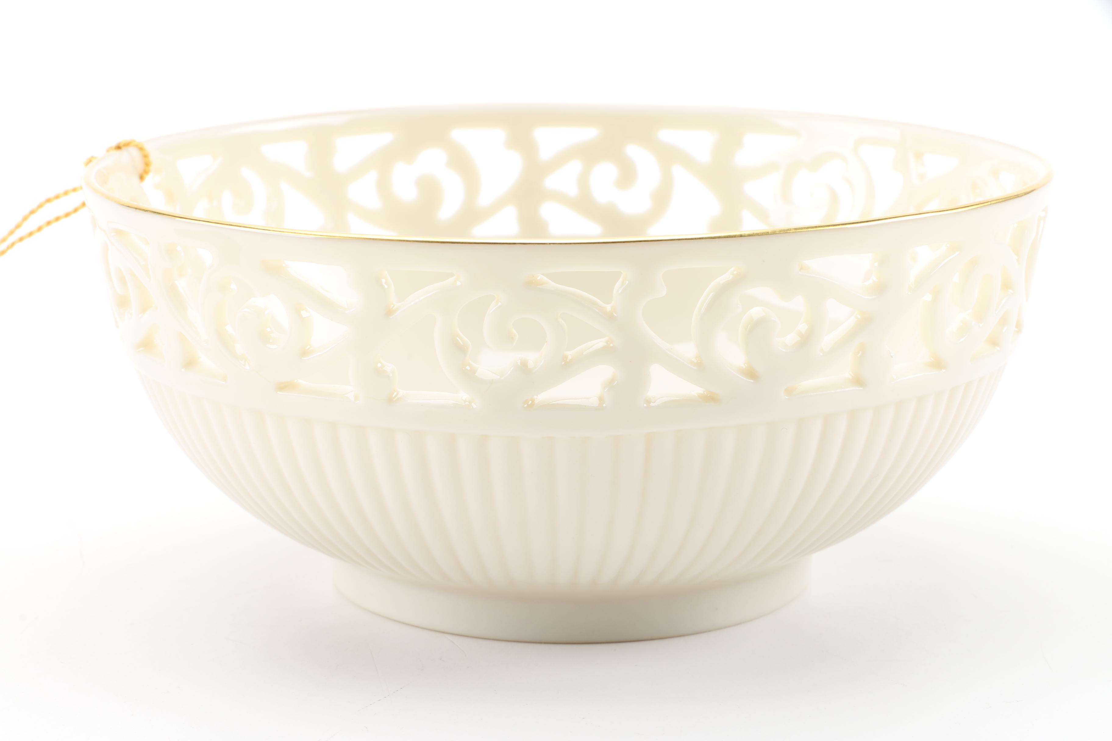 Lenox "Tracery" Bowl with Plates and Hall Teapot