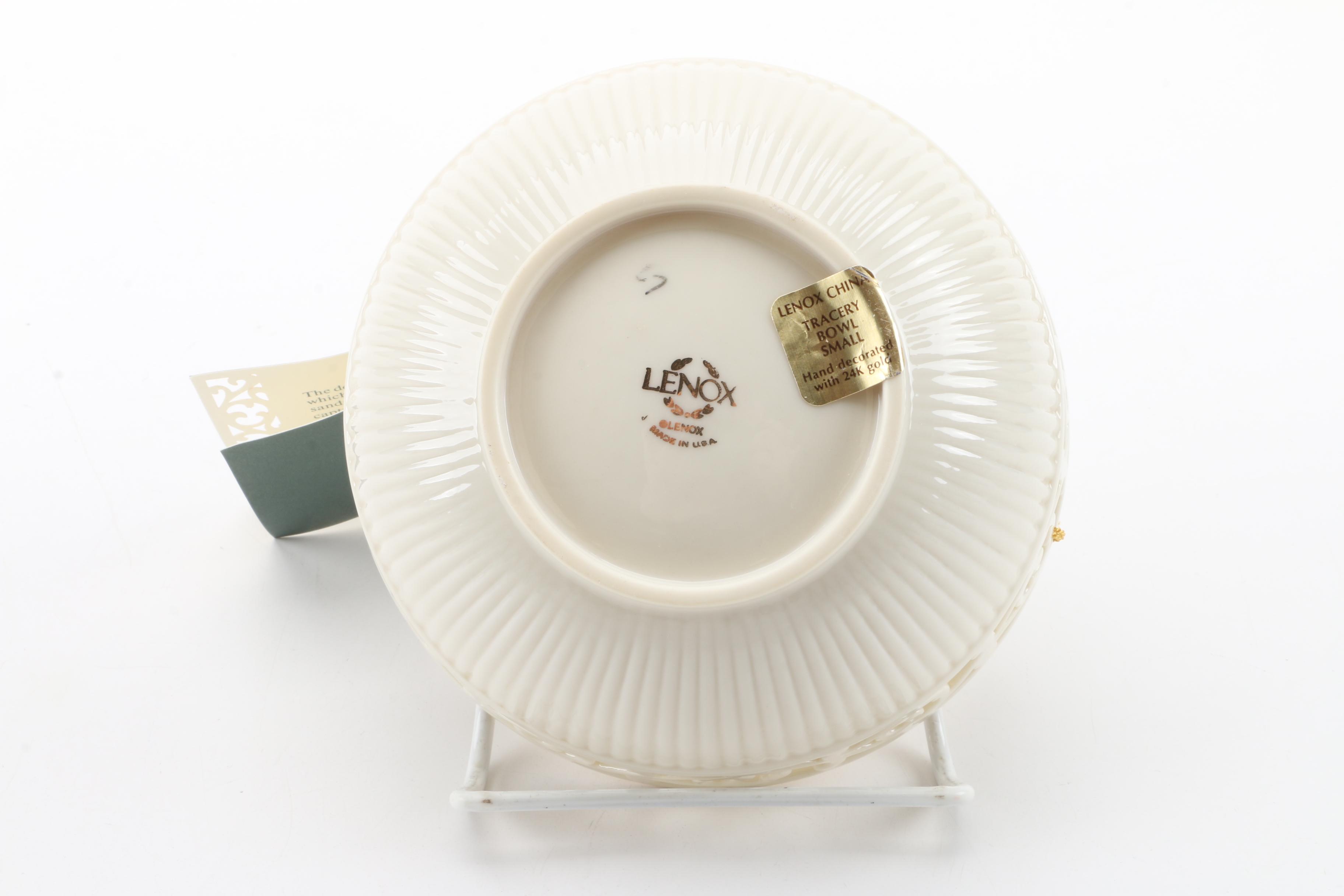 Lenox "Tracery" Bowl with Plates and Hall Teapot