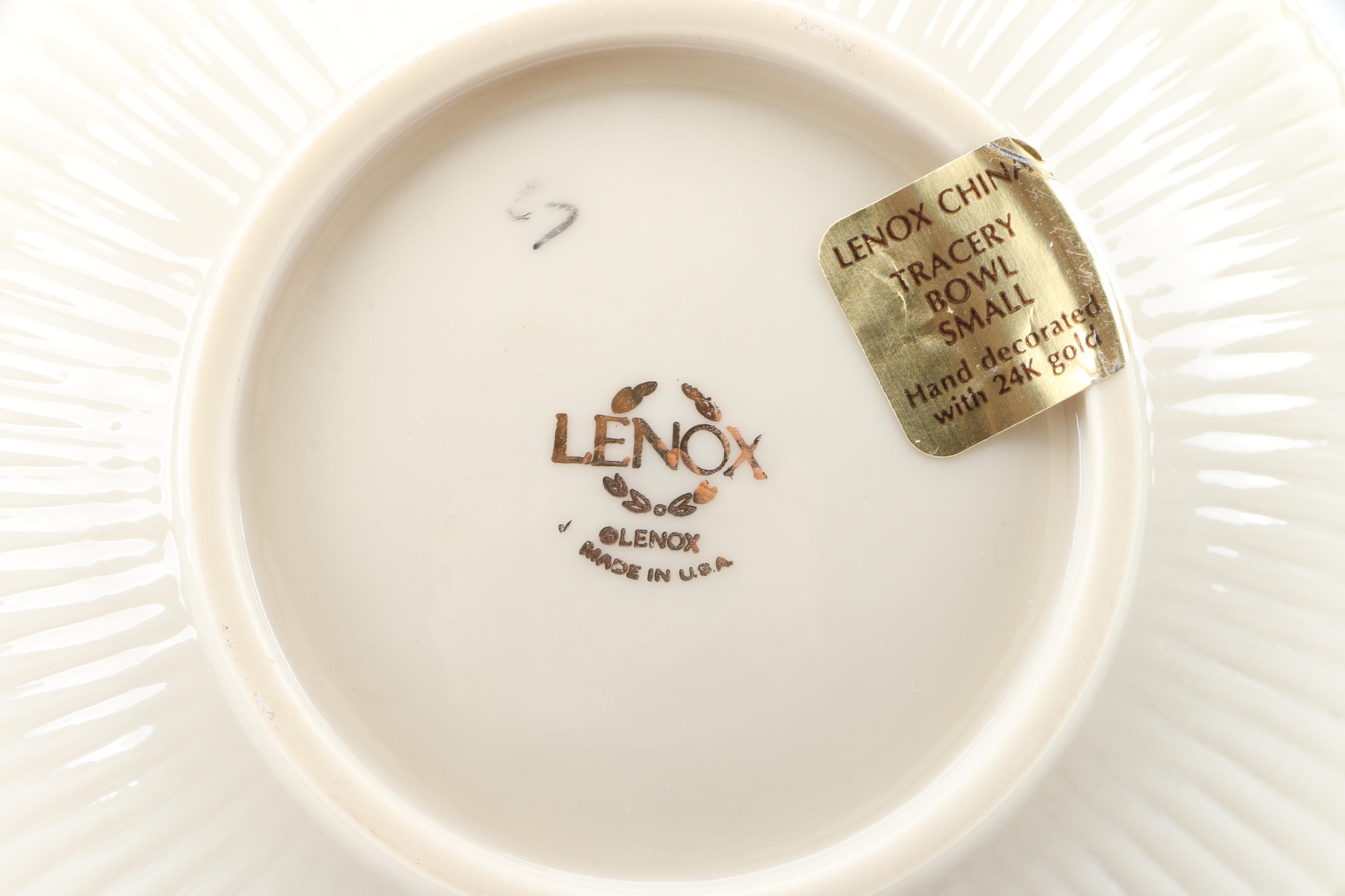 Lenox "Tracery" Bowl with Plates and Hall Teapot