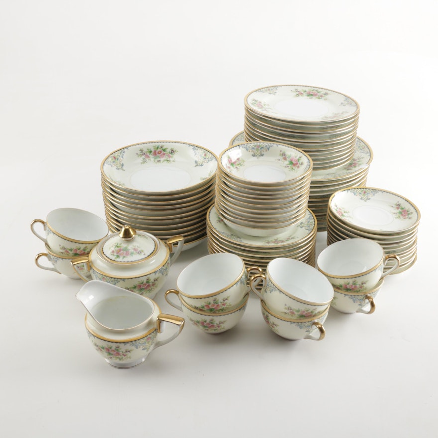 1930s Noritake Porcelain Tableware with Floral Design