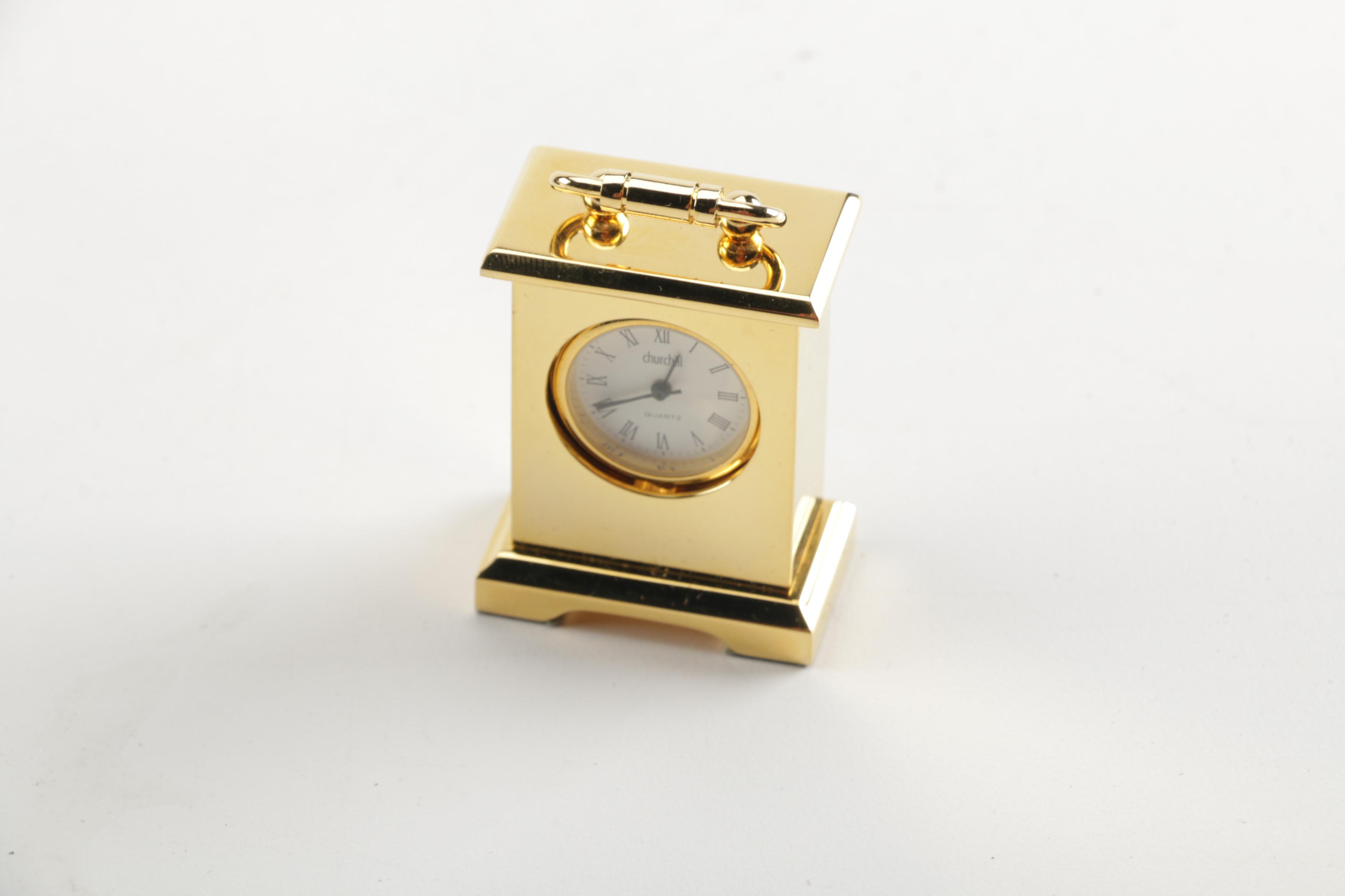 Churchill Brass Clock In Case