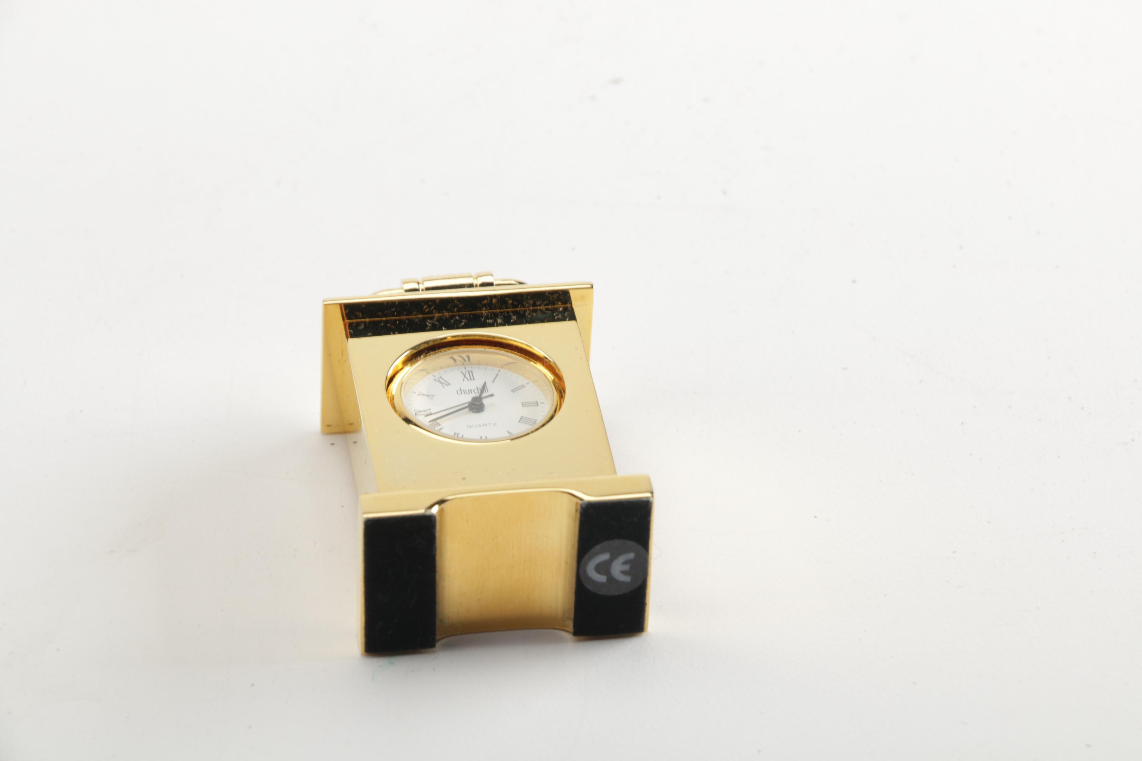 Churchill Brass Clock In Case