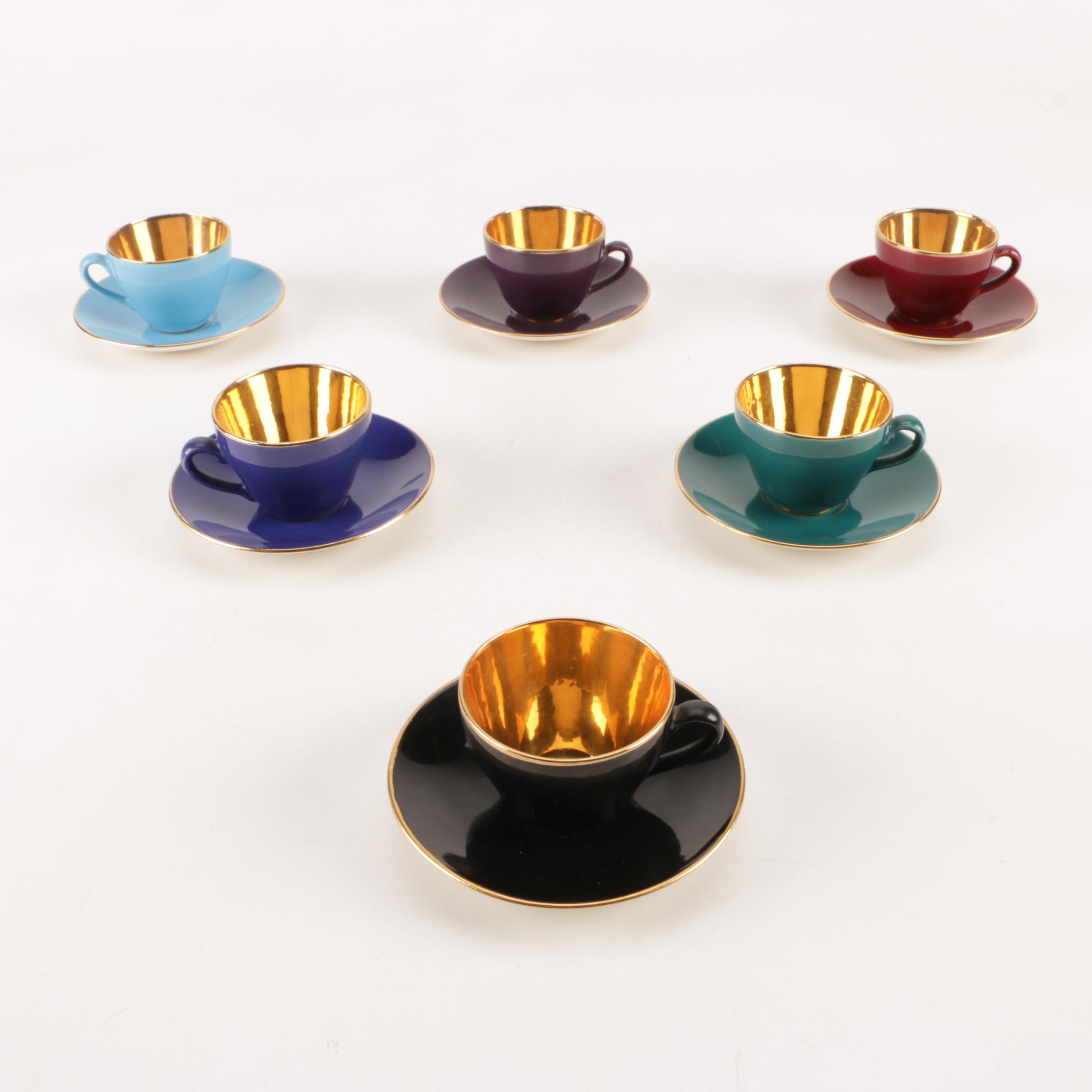 Vintage Royal Copenhagen "Confetti" Porcelain Teacups and Saucers