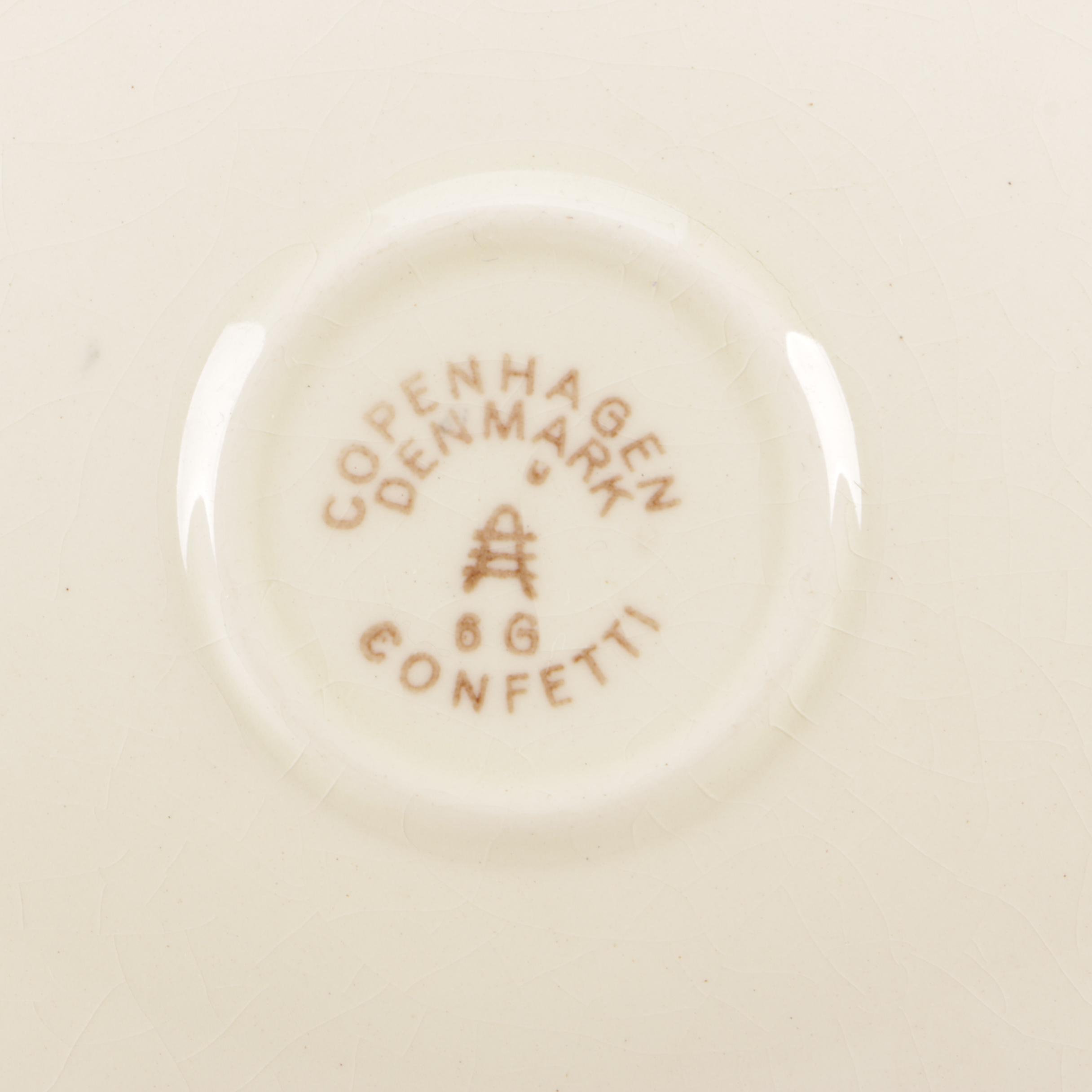 Vintage Royal Copenhagen "Confetti" Porcelain Teacups and Saucers