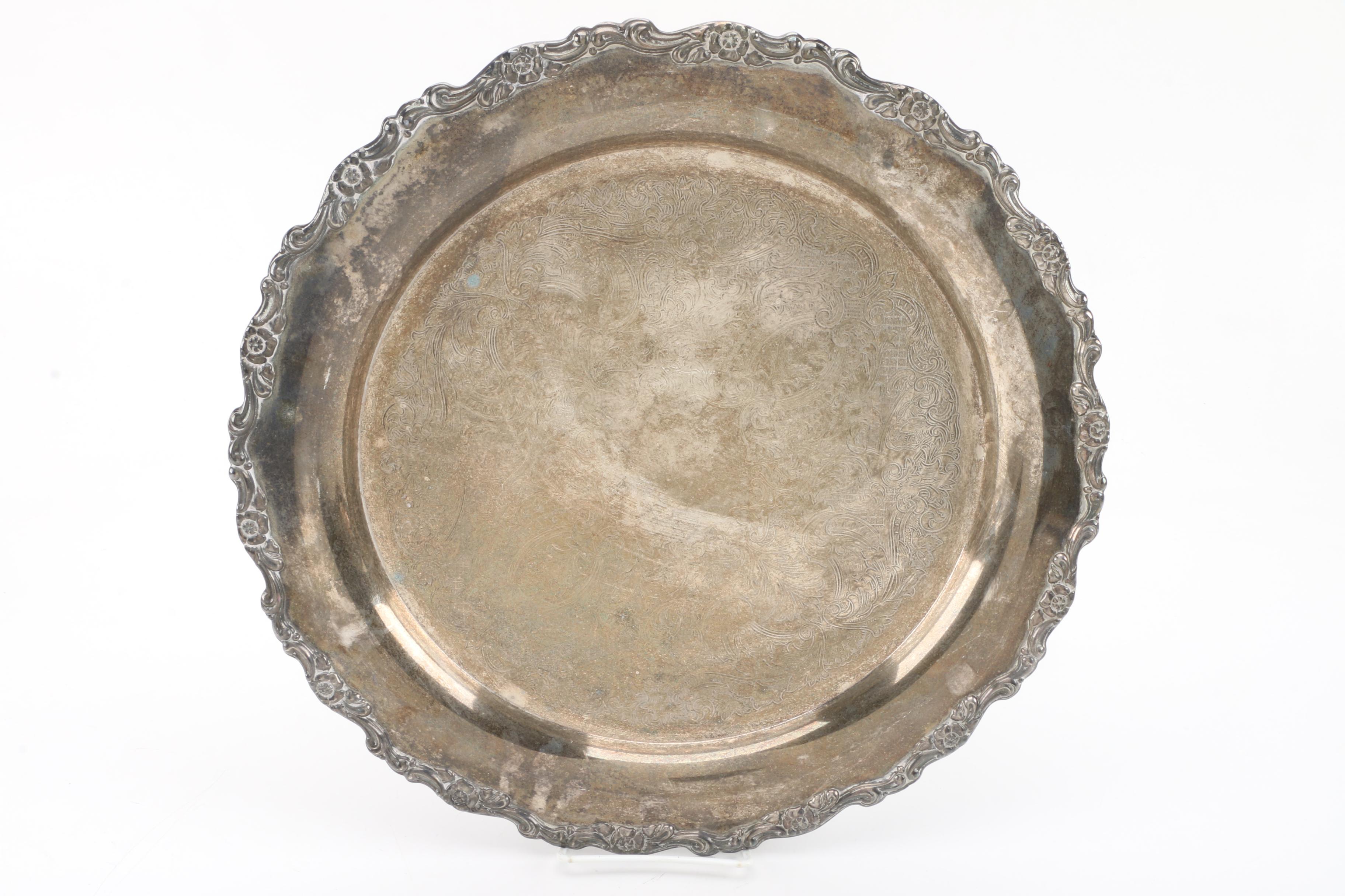 Sheffield Chased Silver Plate Butter Dish with Vintage Silver Plate Serveware