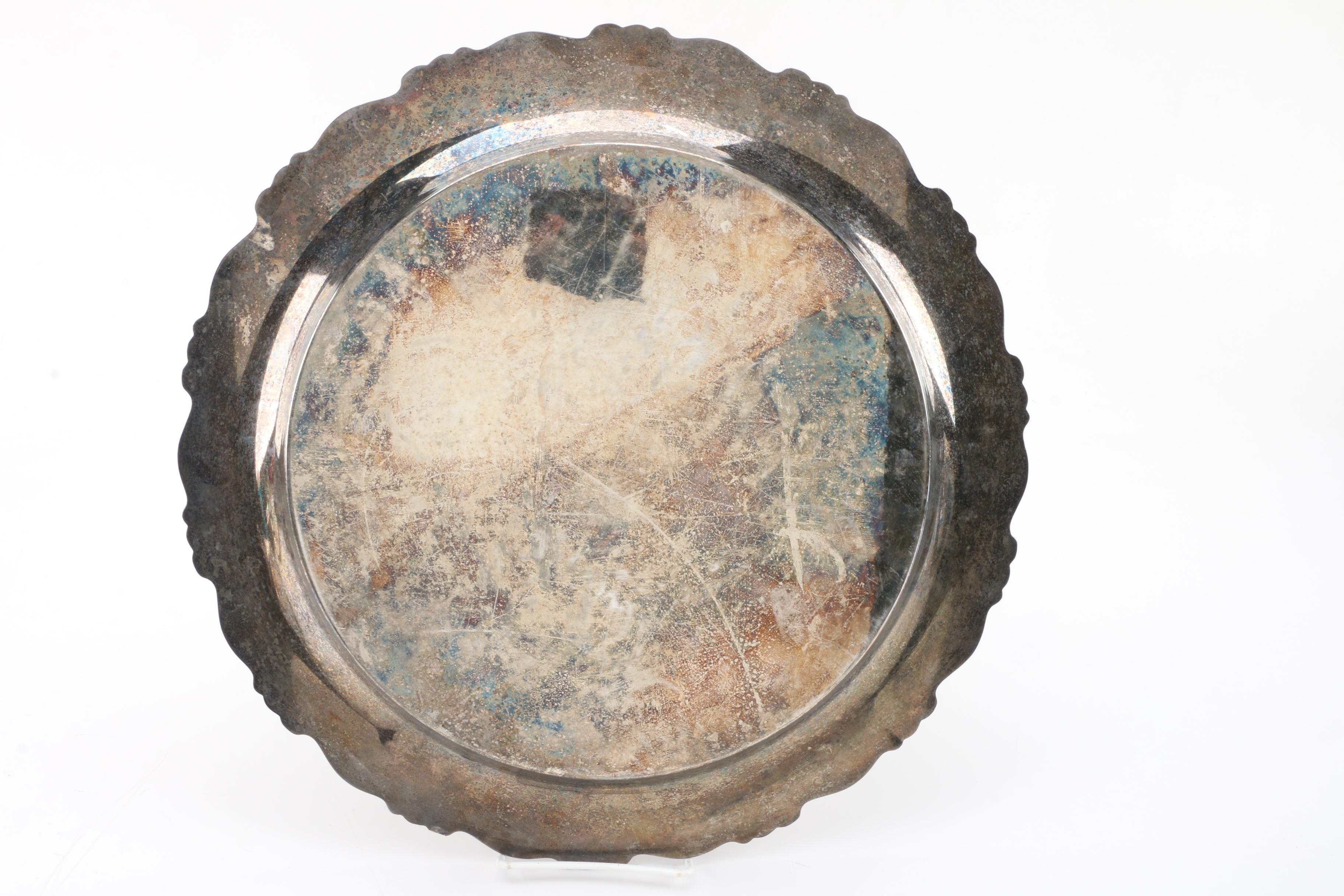 Sheffield Chased Silver Plate Butter Dish with Vintage Silver Plate Serveware