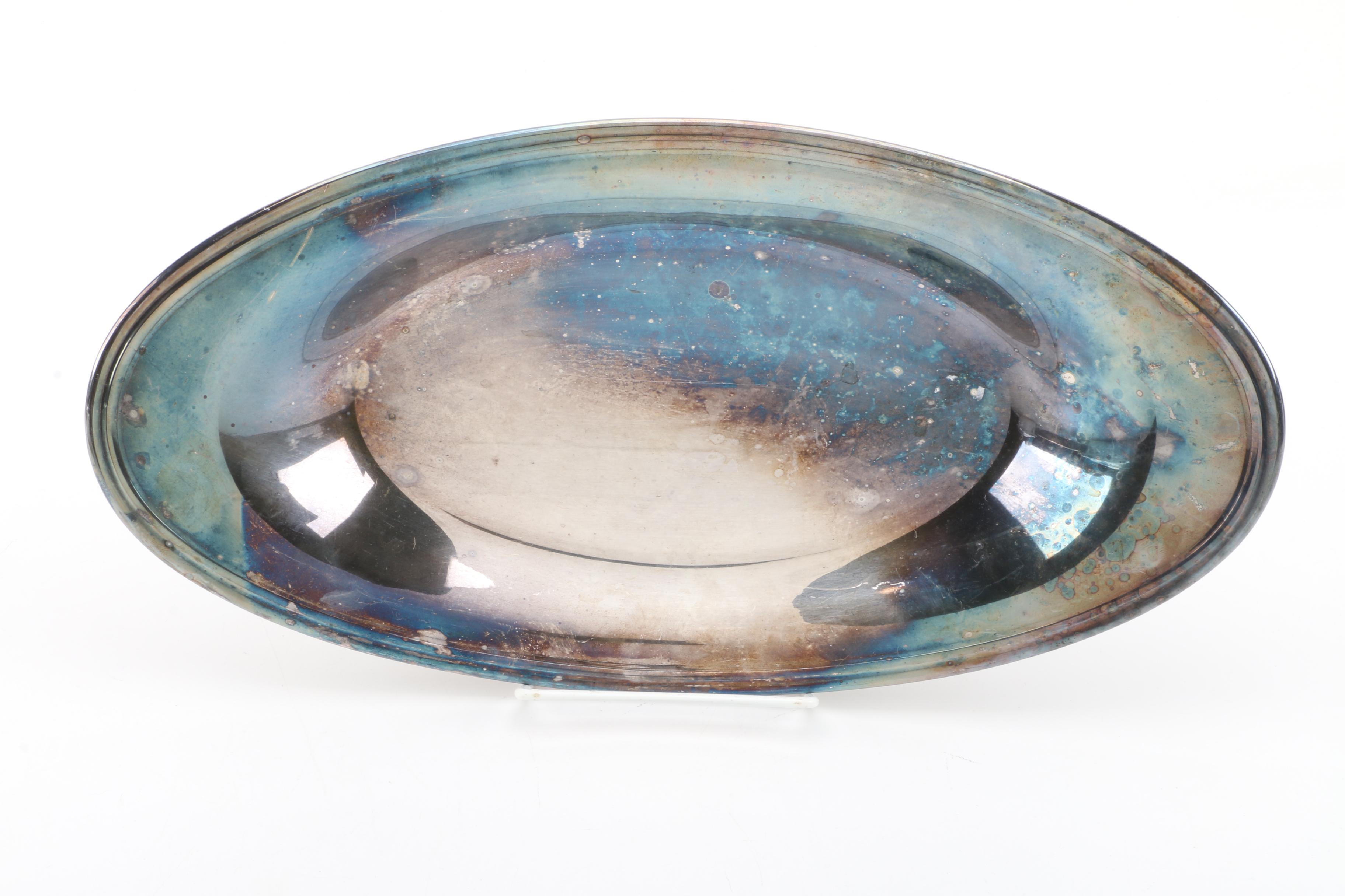 Sheffield Chased Silver Plate Butter Dish with Vintage Silver Plate Serveware