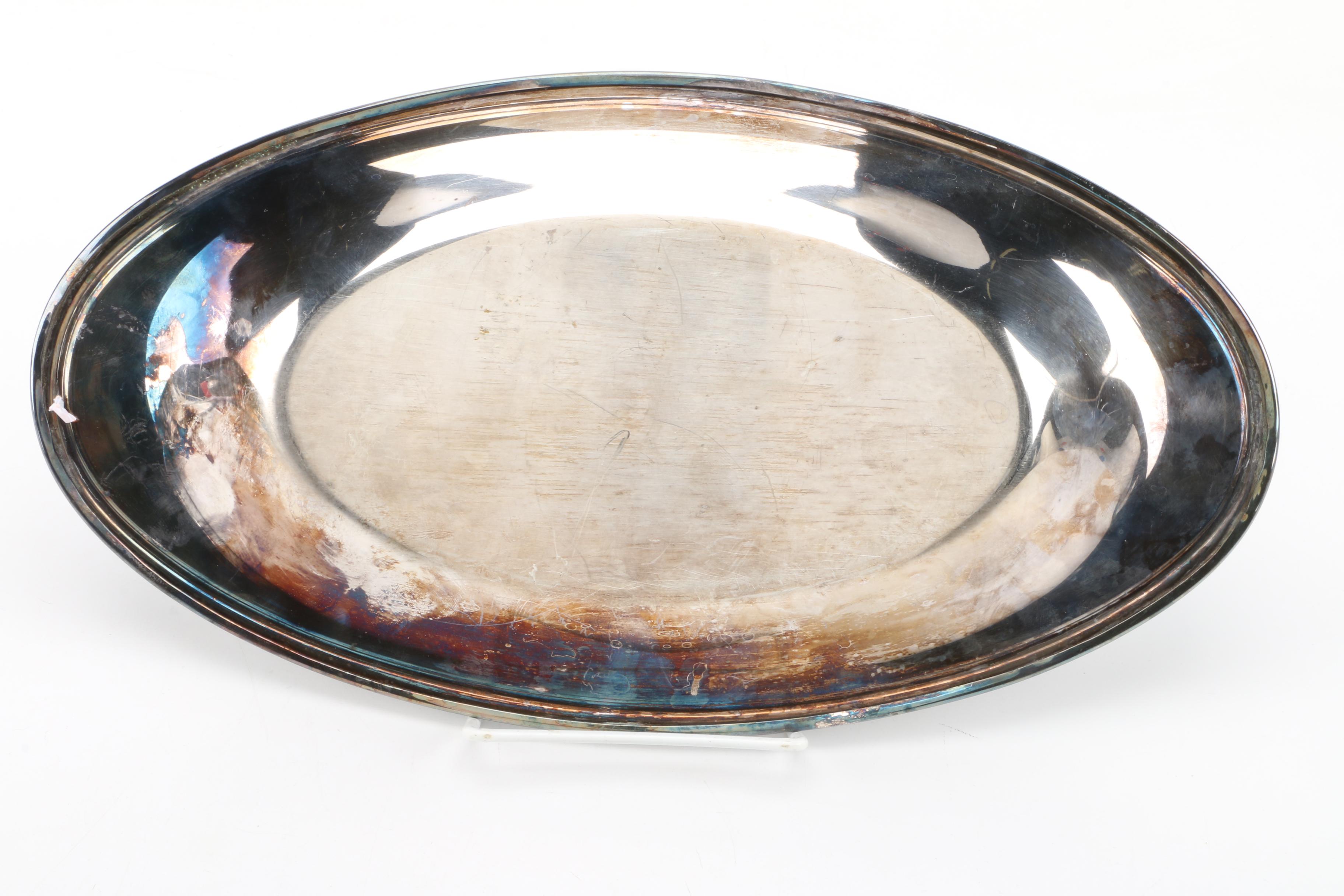 Sheffield Chased Silver Plate Butter Dish with Vintage Silver Plate Serveware