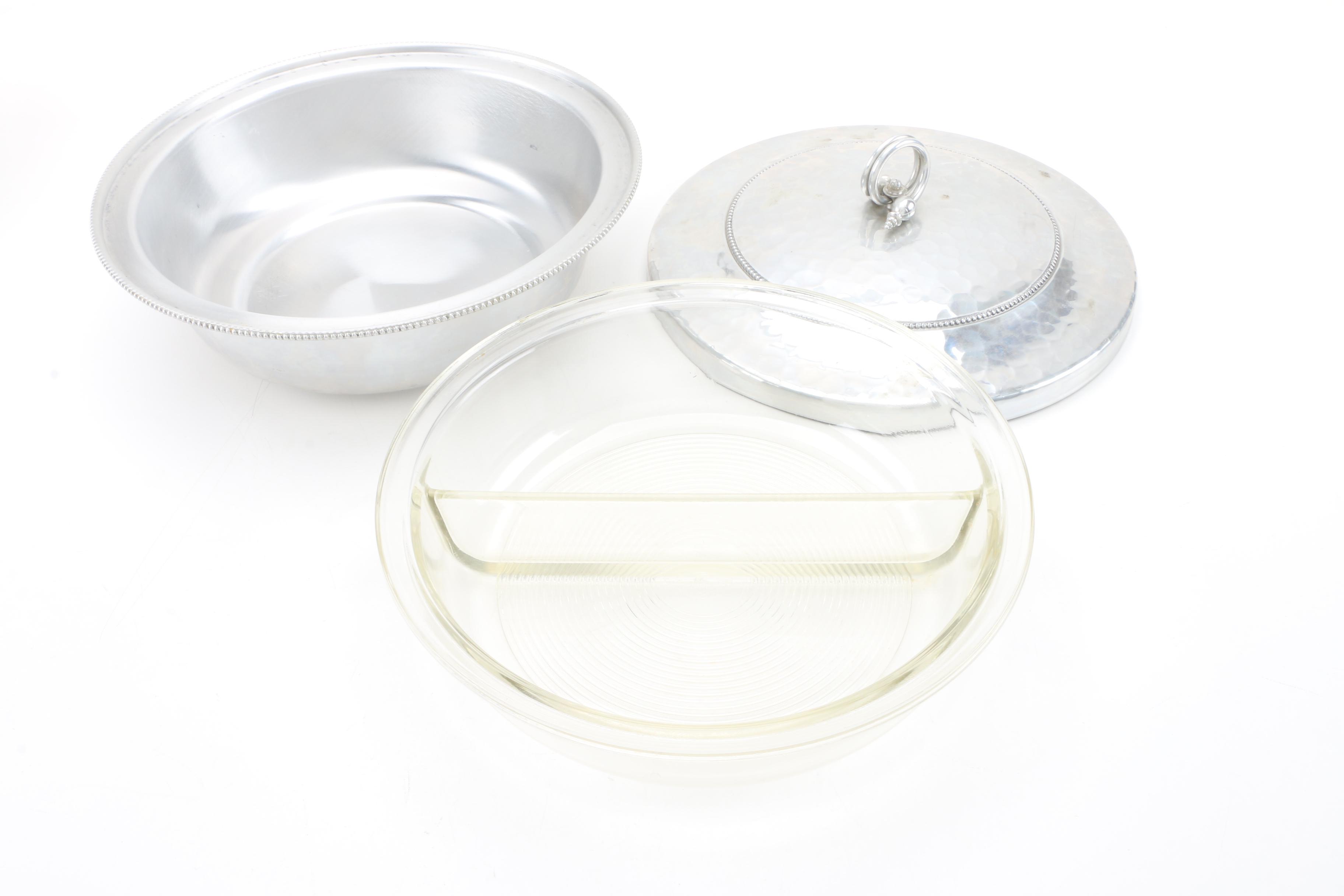 Sheffield Chased Silver Plate Butter Dish with Vintage Silver Plate Serveware