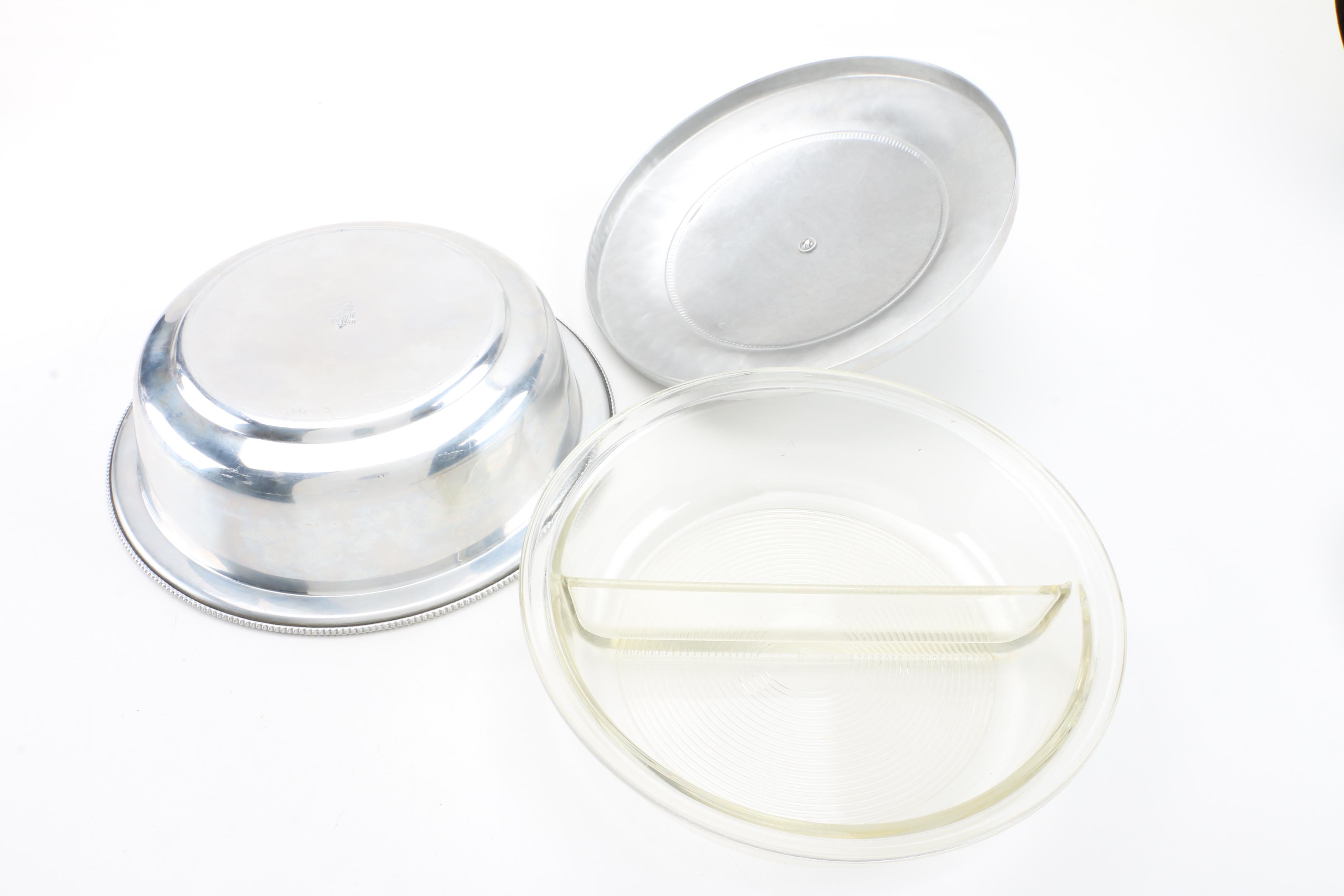 Sheffield Chased Silver Plate Butter Dish with Vintage Silver Plate Serveware