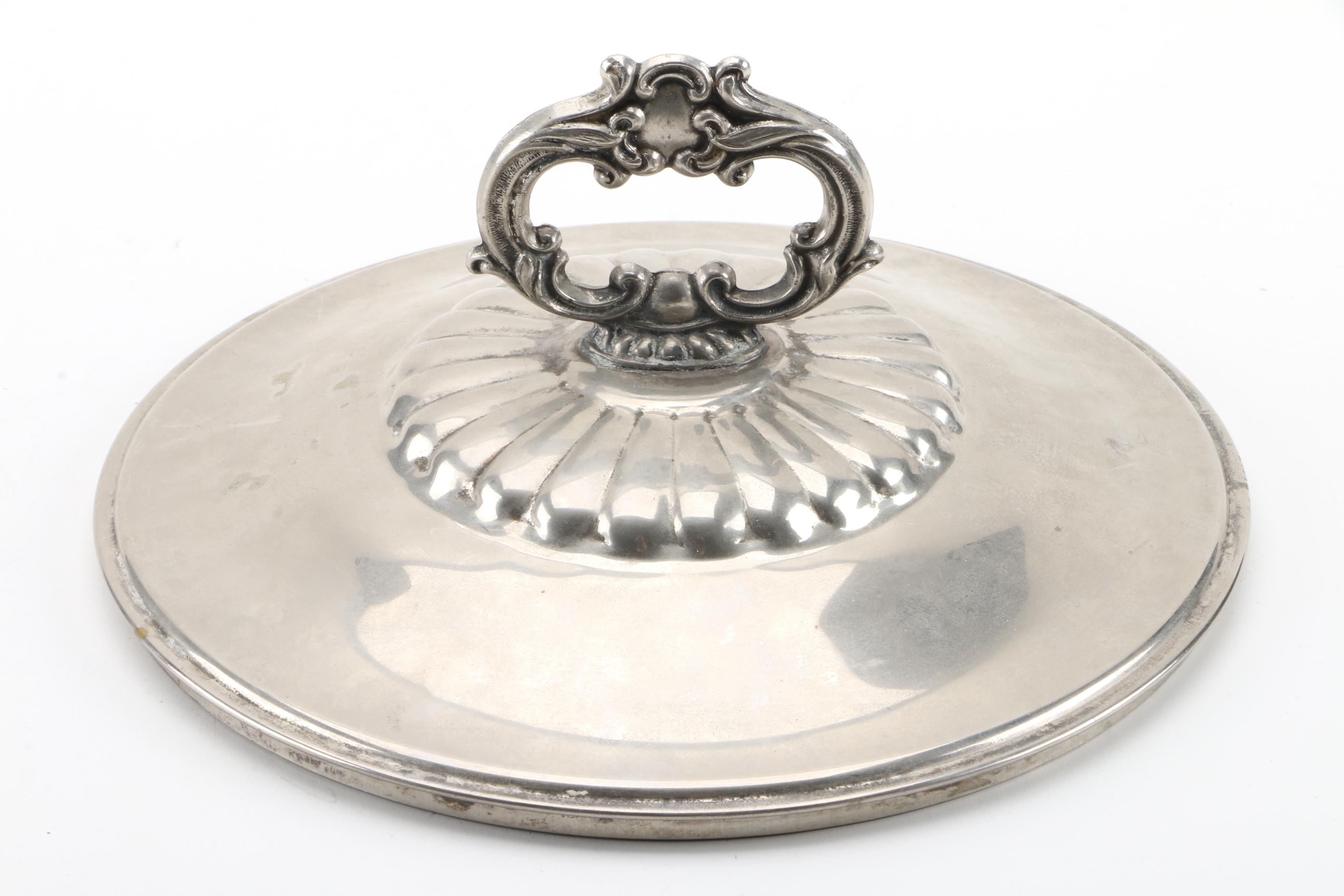 Sheffield Chased Silver Plate Butter Dish with Vintage Silver Plate Serveware