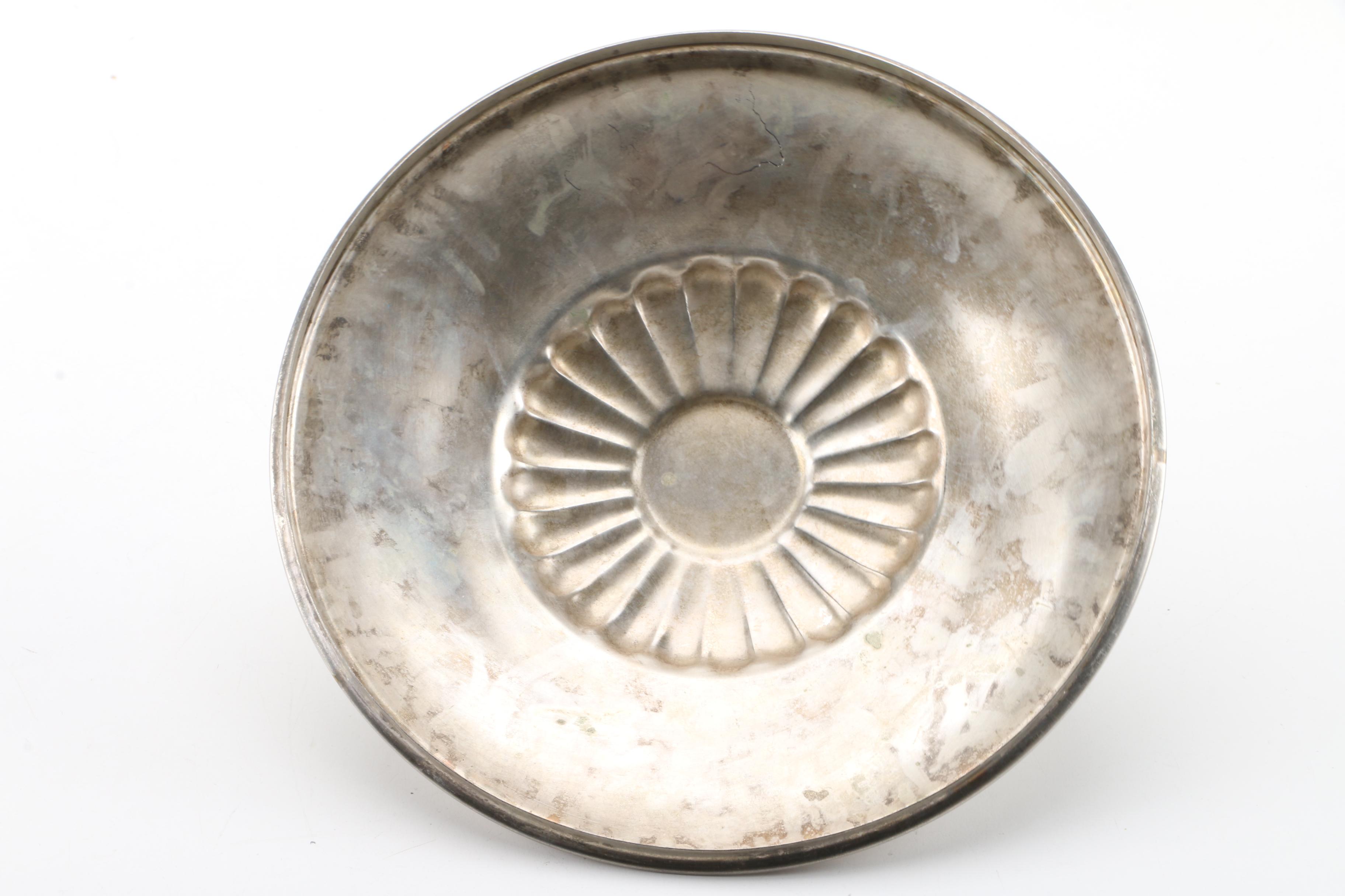 Sheffield Chased Silver Plate Butter Dish with Vintage Silver Plate Serveware