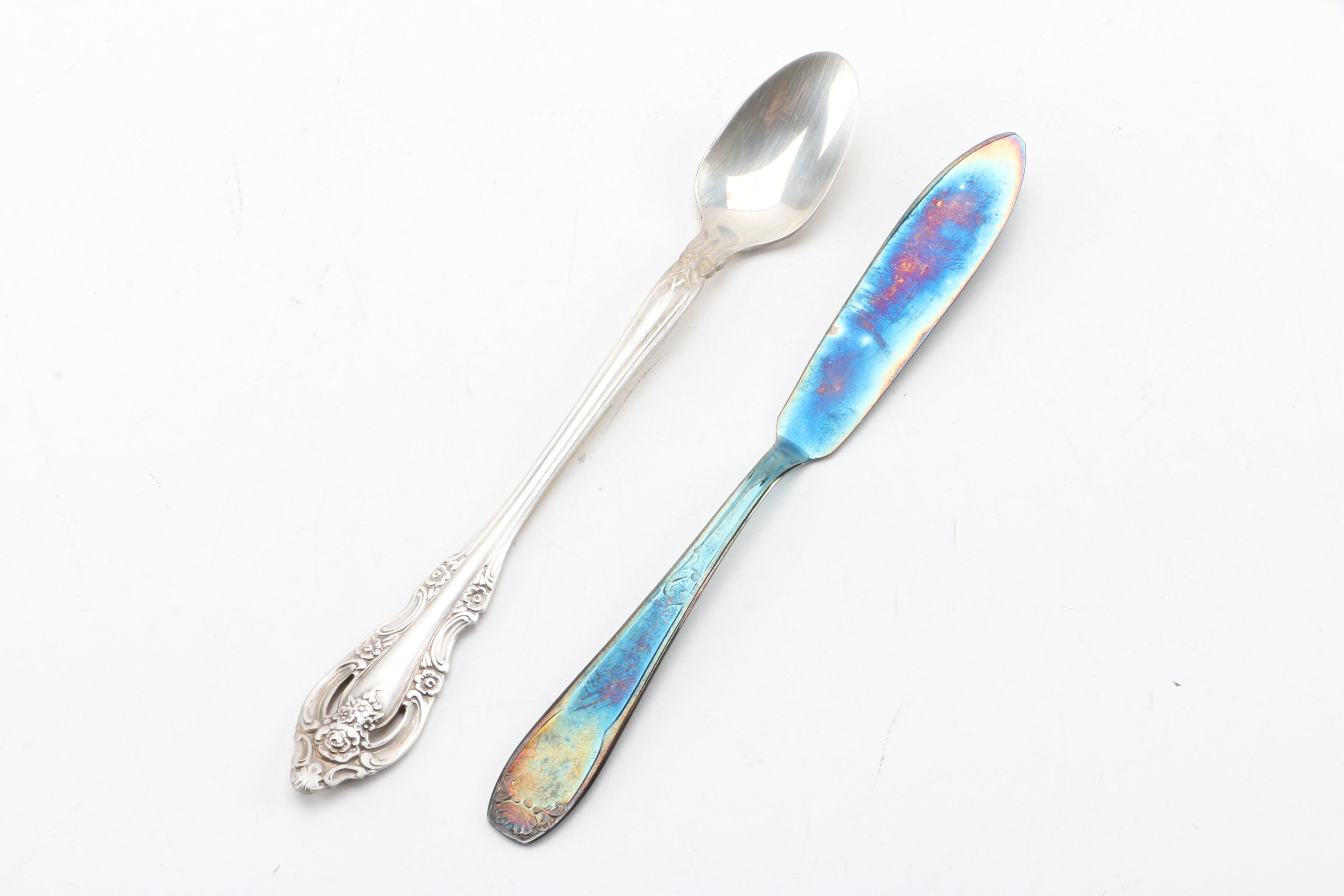 Sheffield Chased Silver Plate Butter Dish with Vintage Silver Plate Serveware