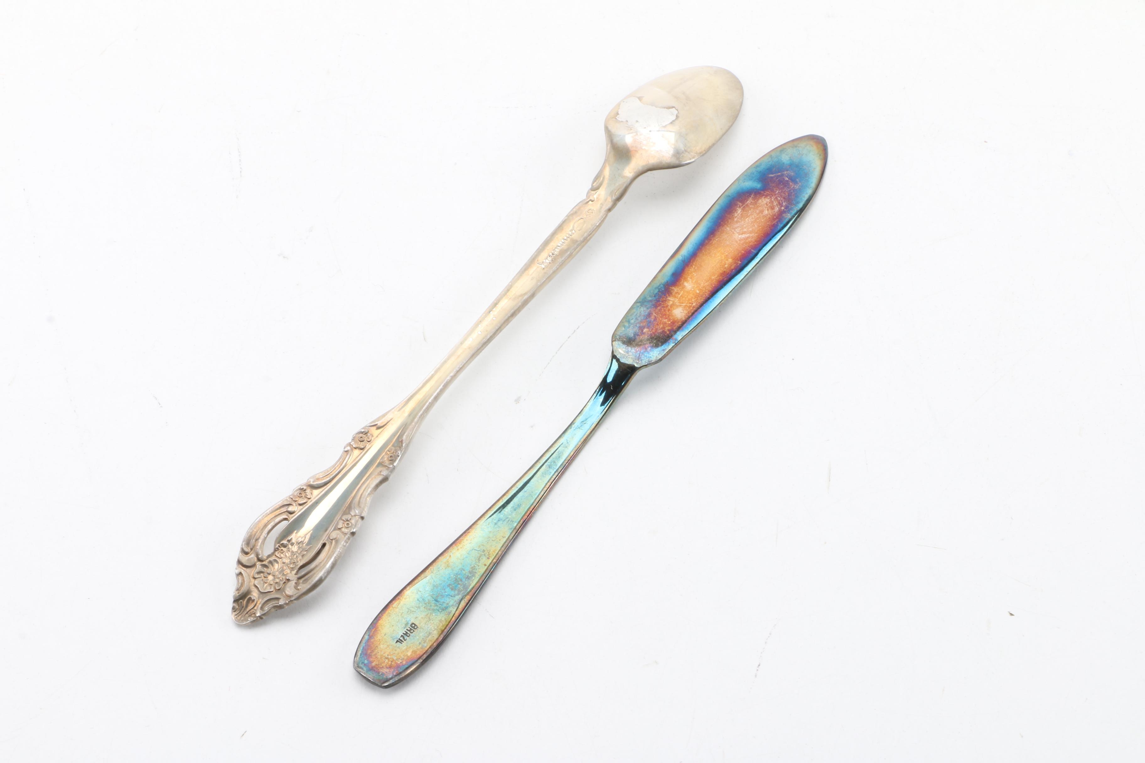 Sheffield Chased Silver Plate Butter Dish with Vintage Silver Plate Serveware