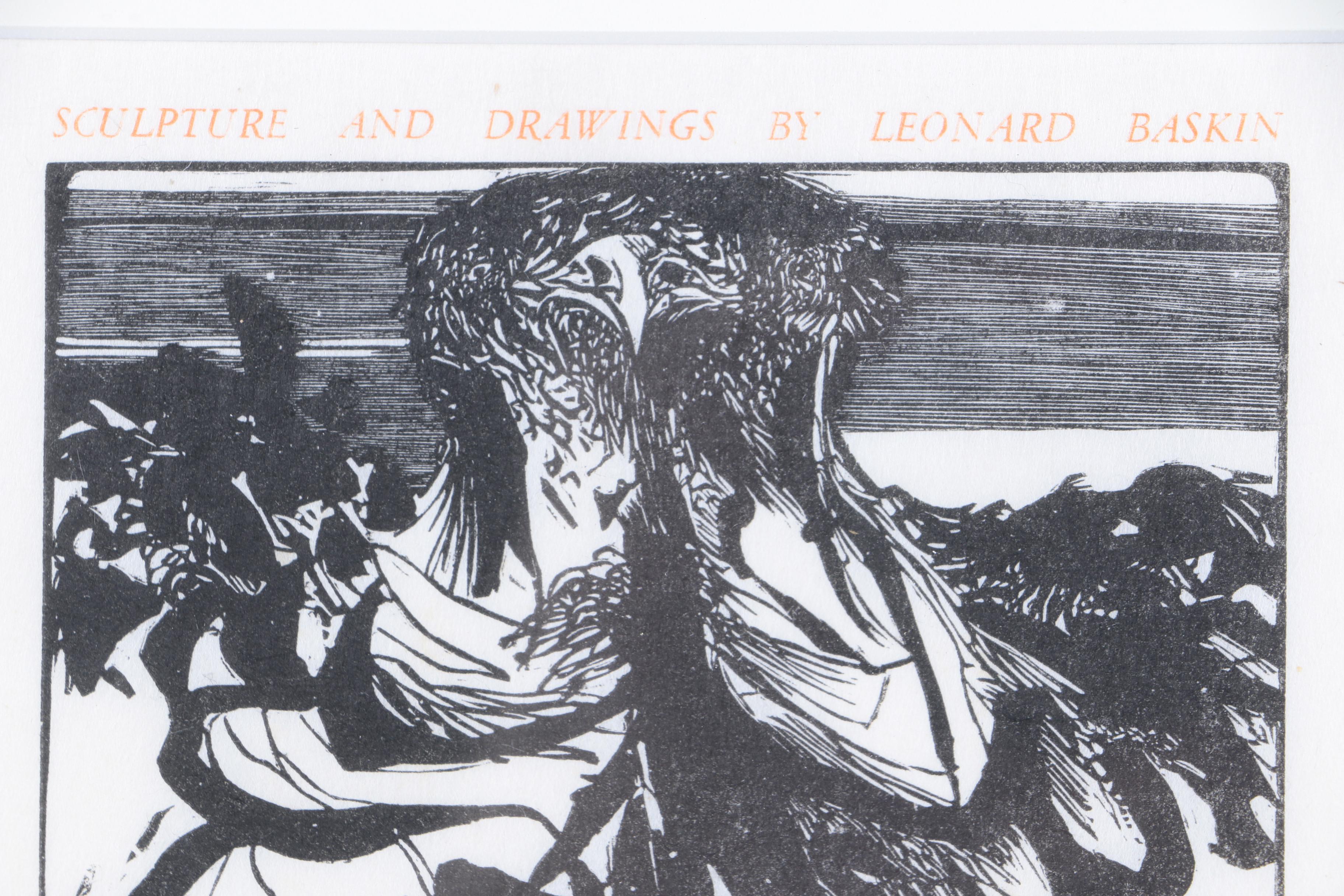 Leonard Baskin Exhibition Handbill Featuring Wood Engraving