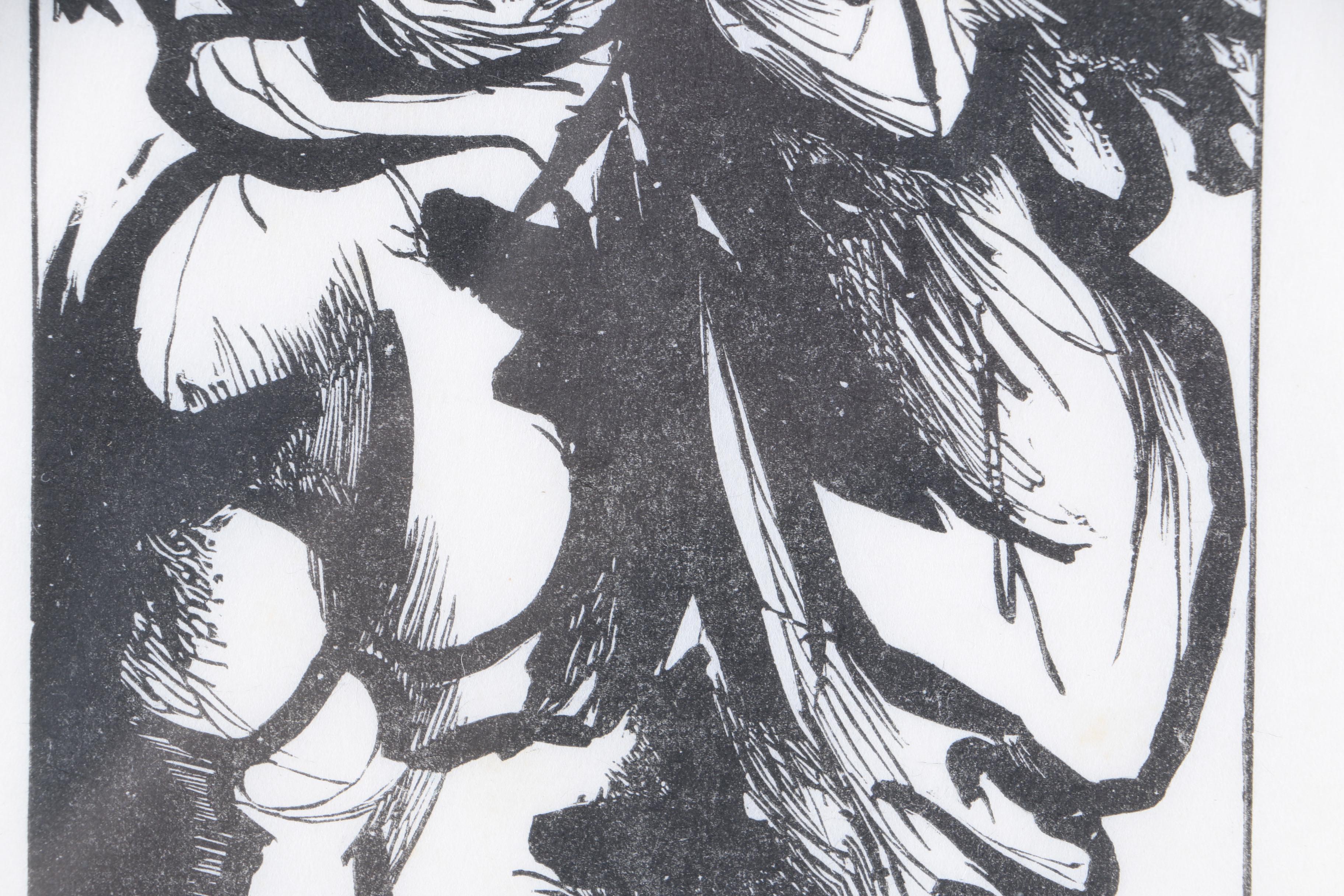 Leonard Baskin Exhibition Handbill Featuring Wood Engraving