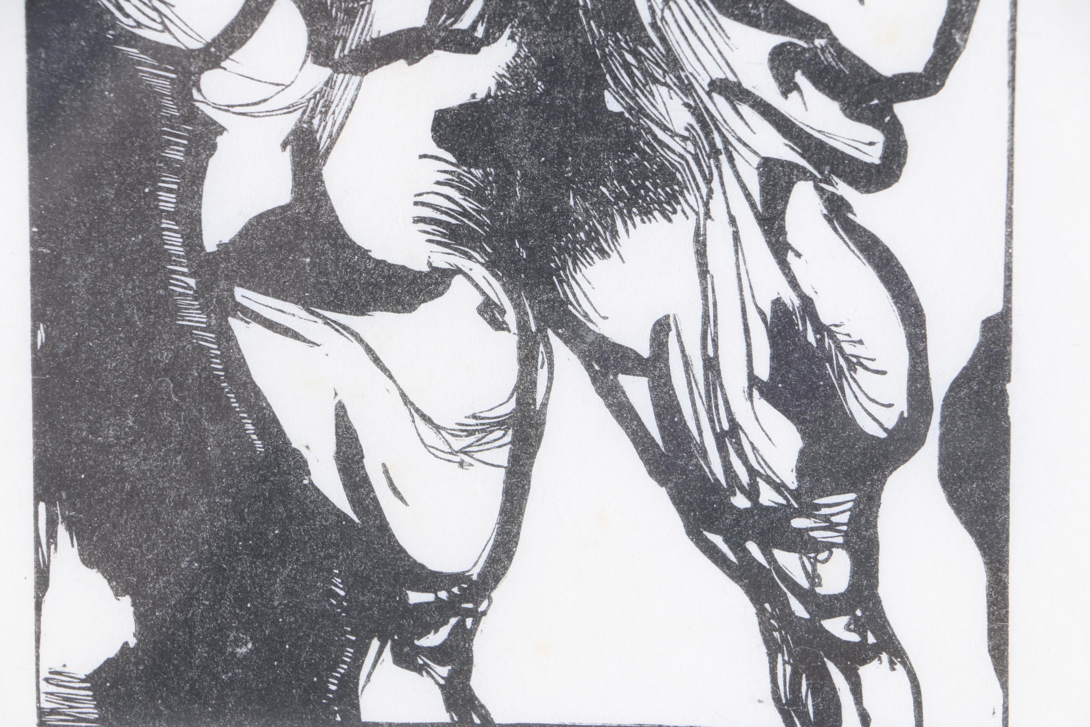 Leonard Baskin Exhibition Handbill Featuring Wood Engraving