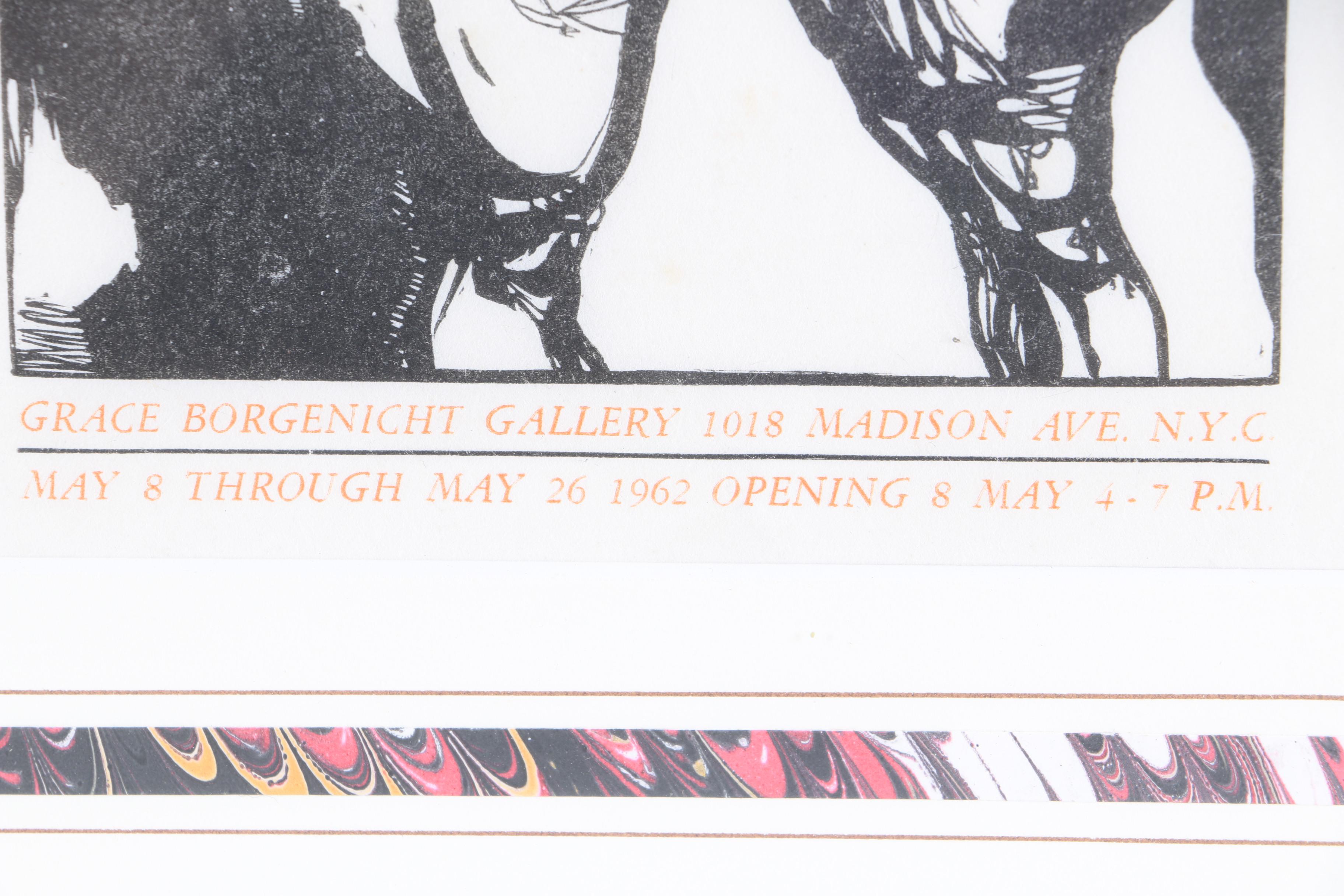 Leonard Baskin Exhibition Handbill Featuring Wood Engraving