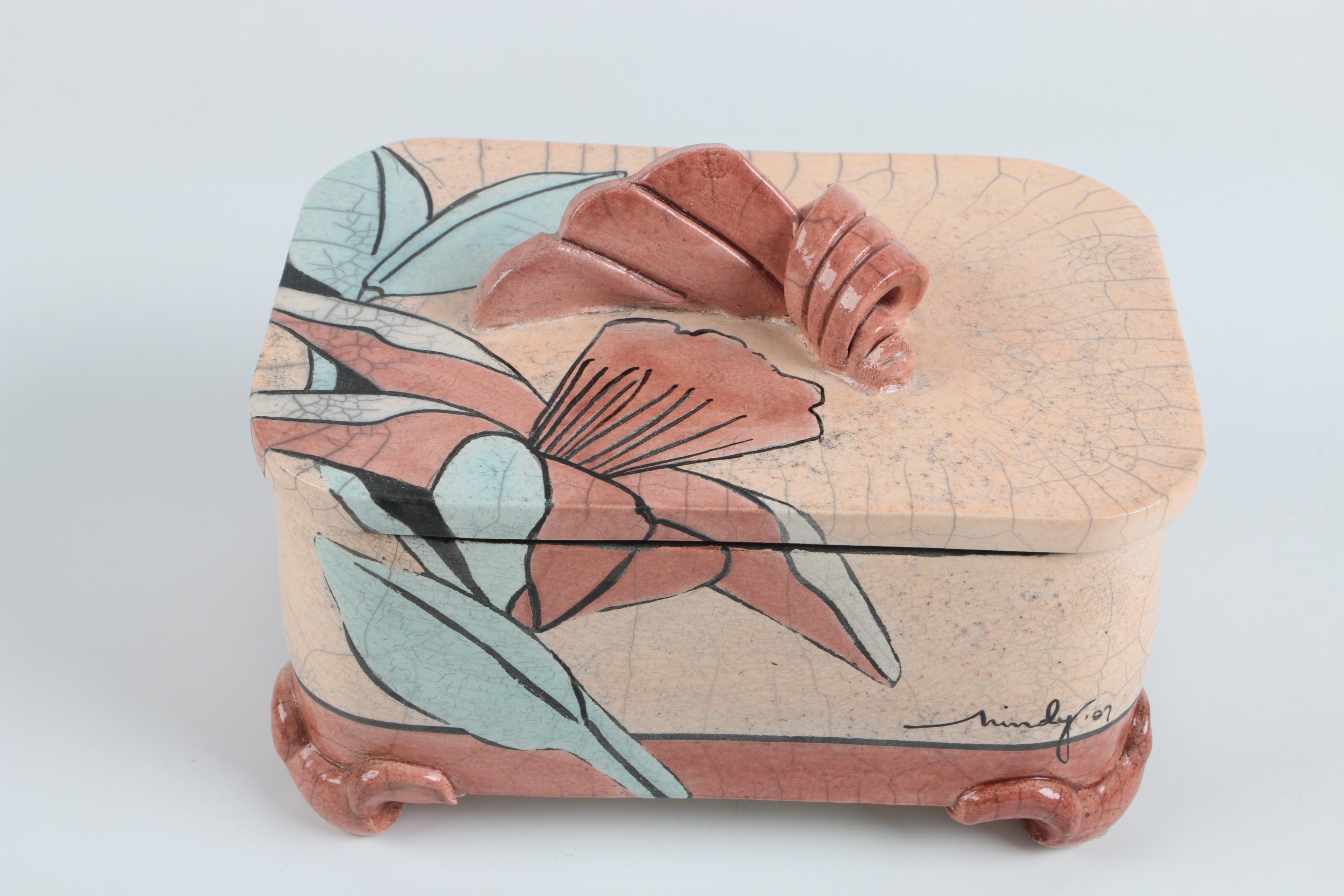 Hand Built Raku Fired Stoneware Box