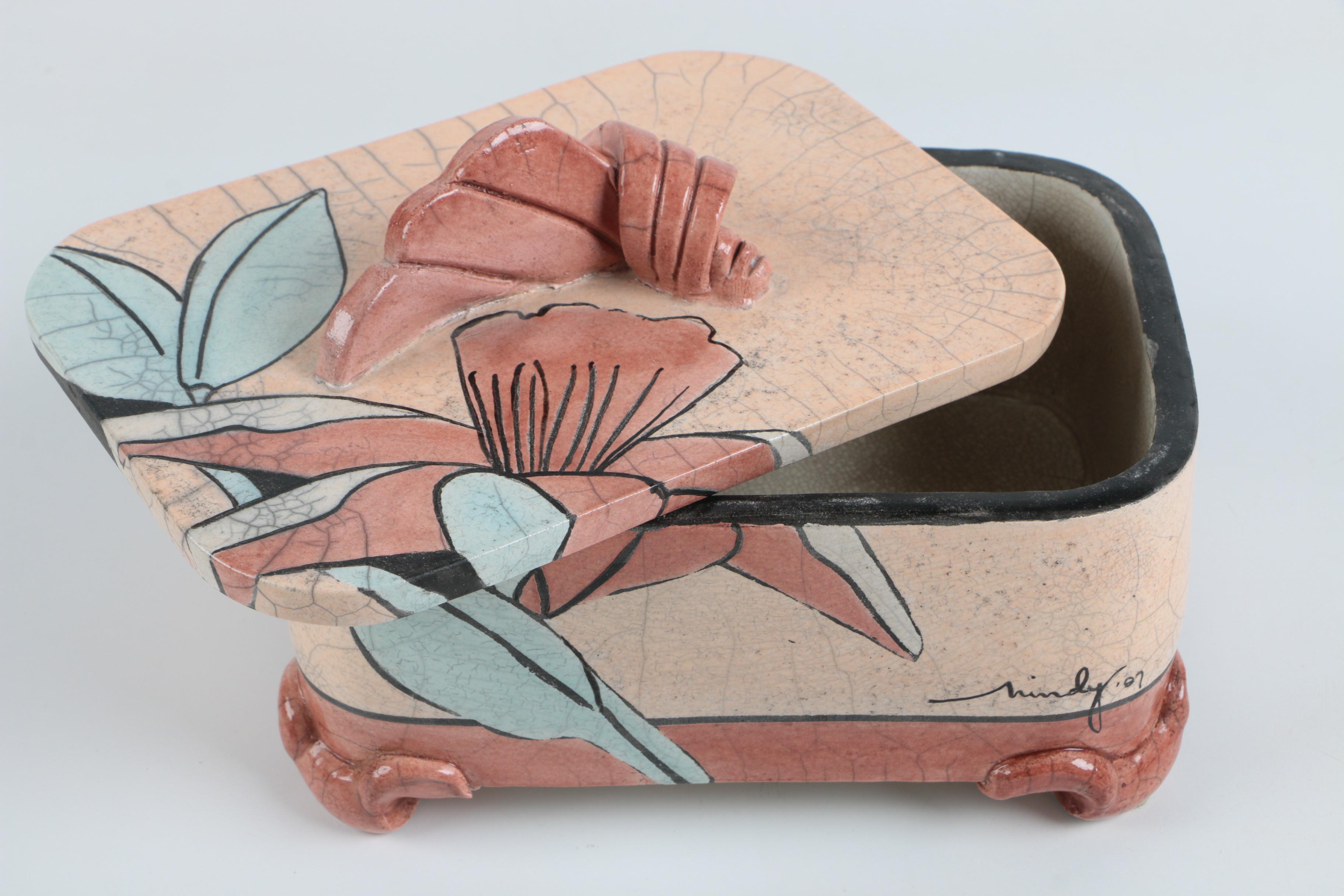 Hand Built Raku Fired Stoneware Box